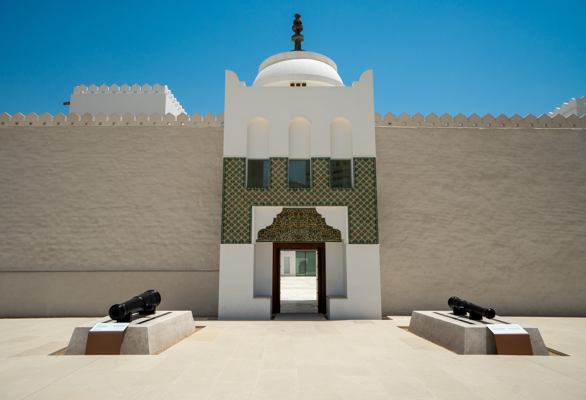 In the city Abu Dhabi there's more to see than just the Grand Mosque. The Qasr Al Hosn is a good example for another impressive sight in the city.