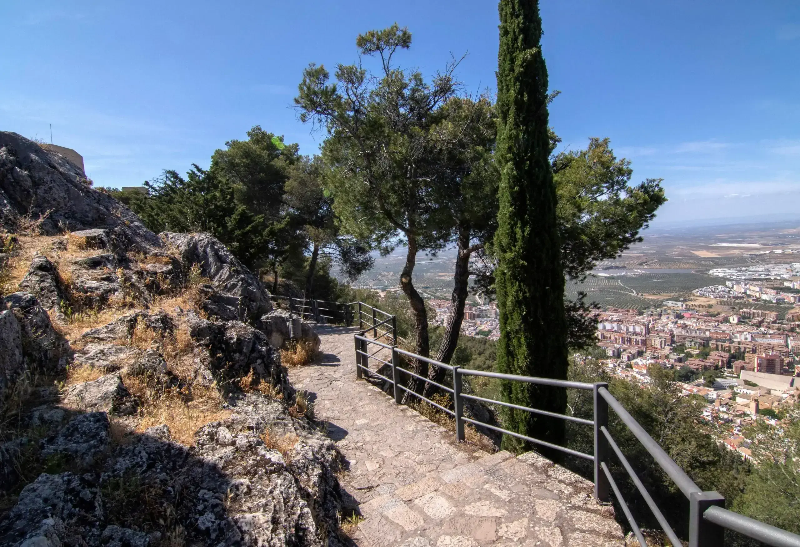 Paths around Santa Catalina castle in Jaen, Spain. Magnificent views at the top of the Santa Catalina hill.