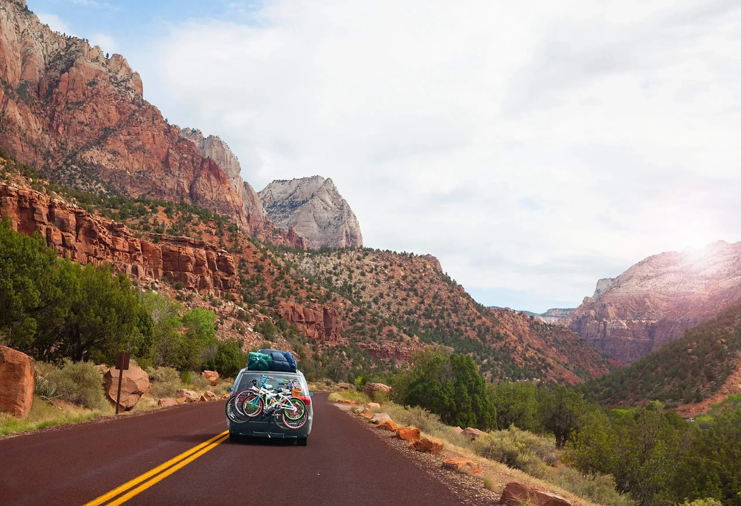 A grey car on a road in the US