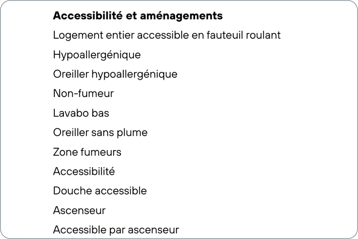 Step four of how to find a hotel room with roll-in shower: check if "roll-in shower" is part of the hotel's amenities