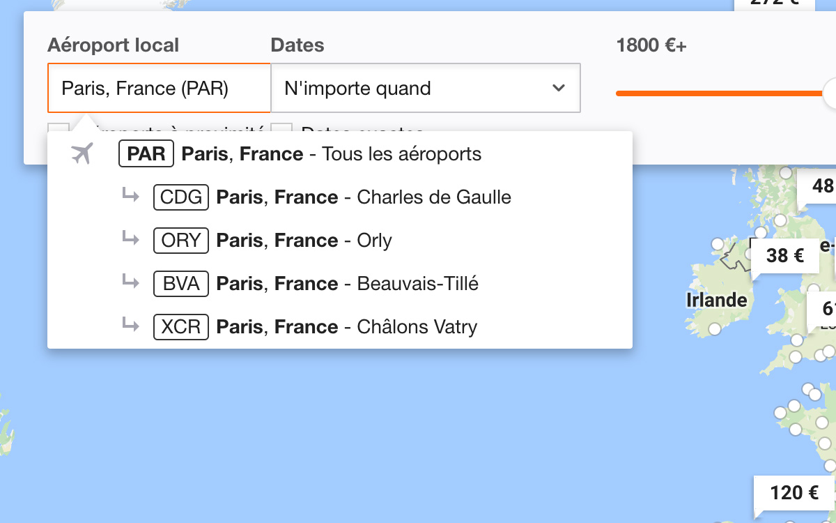 KAYAK Explore Une carte pour trouver les meilleurs vols KAYAK