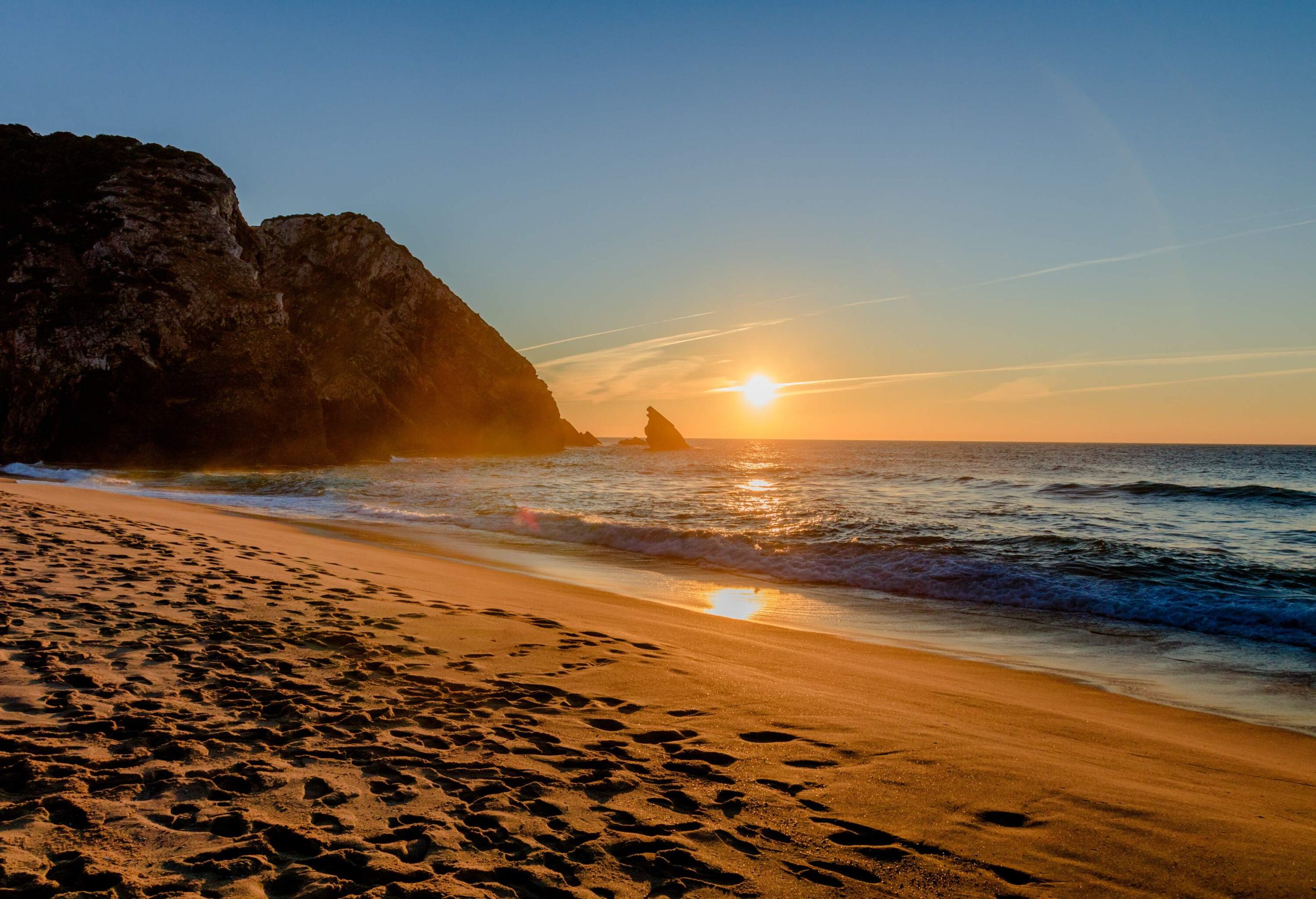 Sunset at Adraga Beach in Sintra Portugal