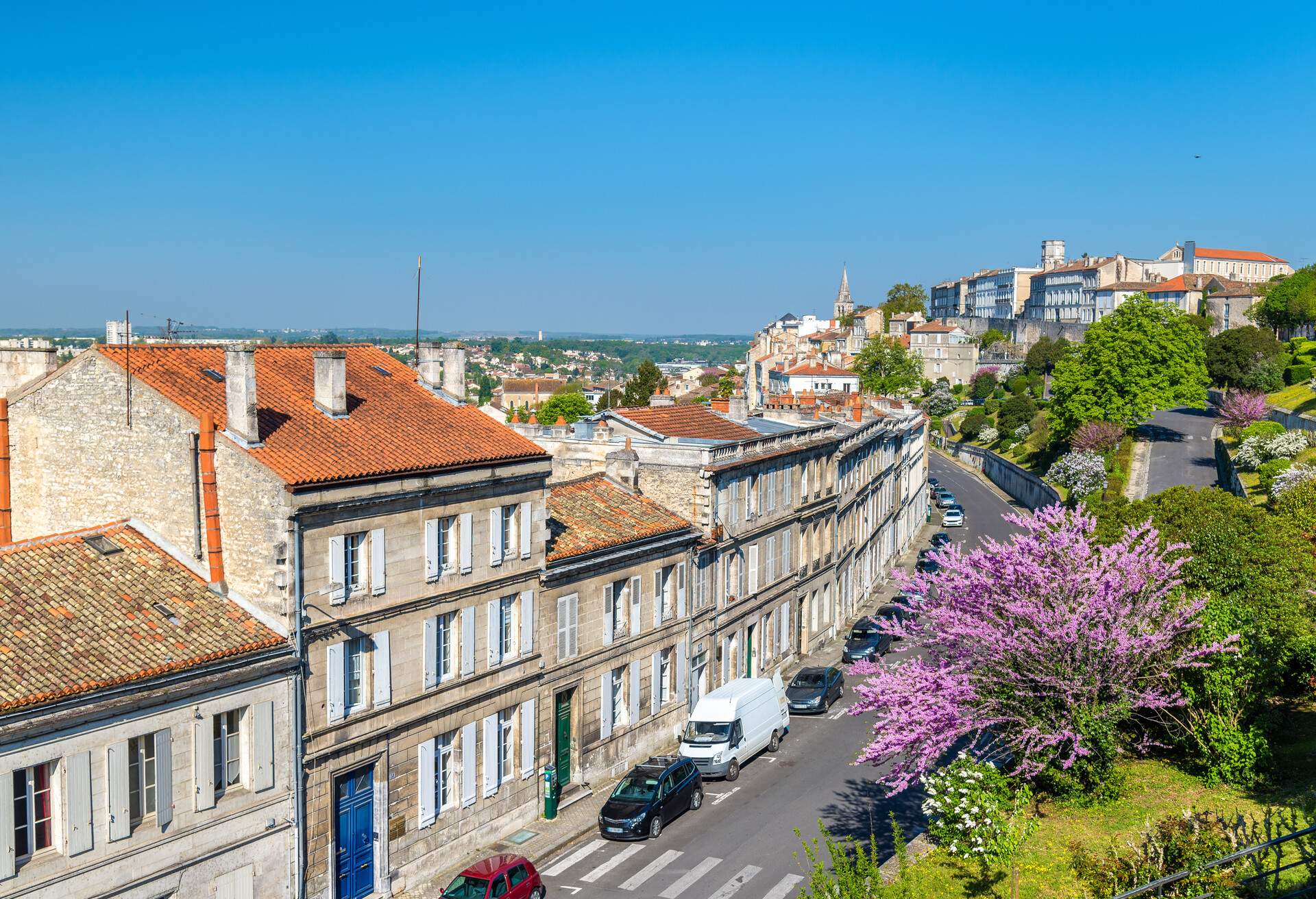 Historic buildings in Angouleme, the Charente department of France; Shutterstock ID 637076272