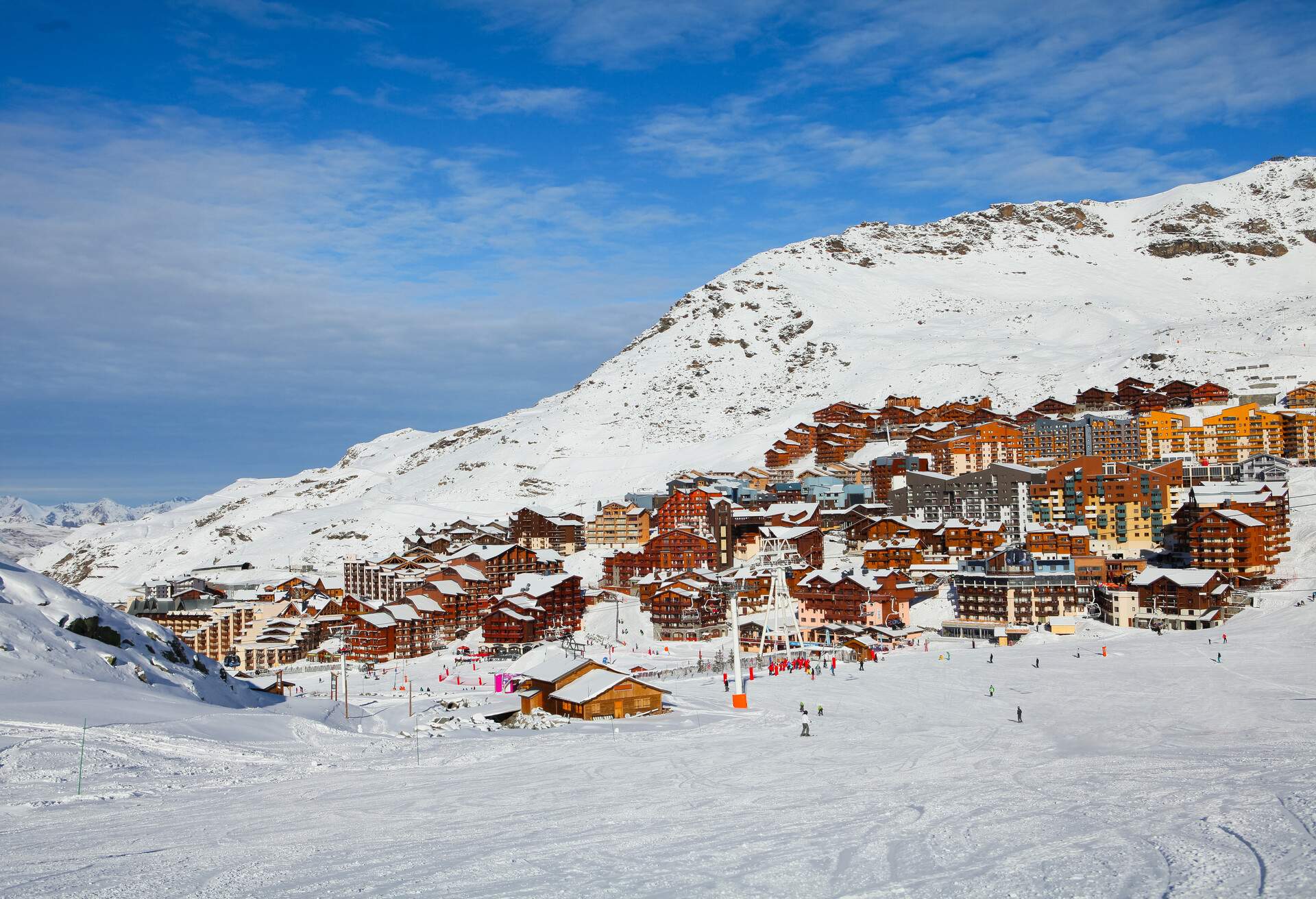 Aerial view of Val Thorens, trois vallees complex, France; Shutterstock ID 236871286