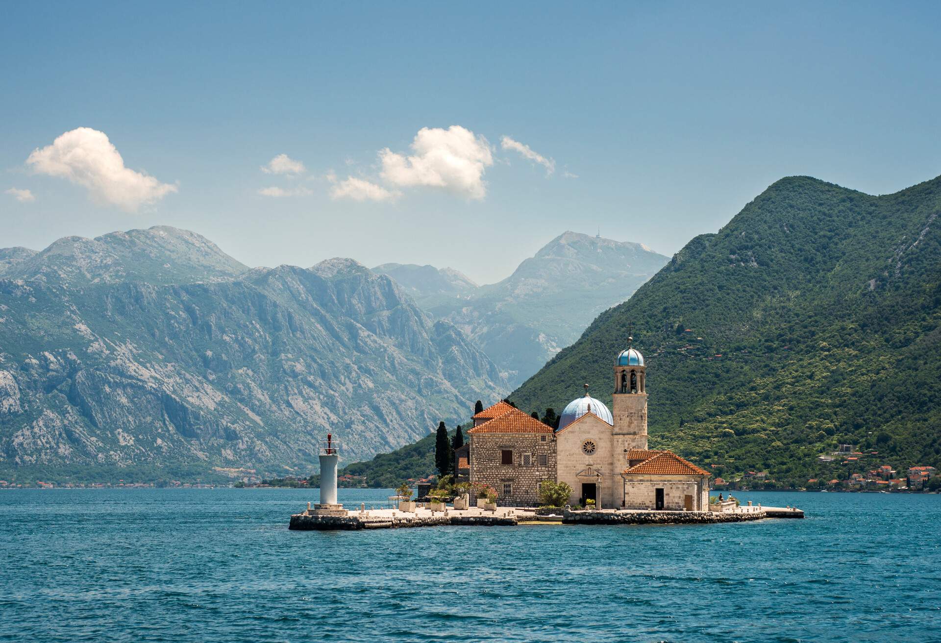 View of the Lady of the rocks, in the Kotor Bay, Montenegro