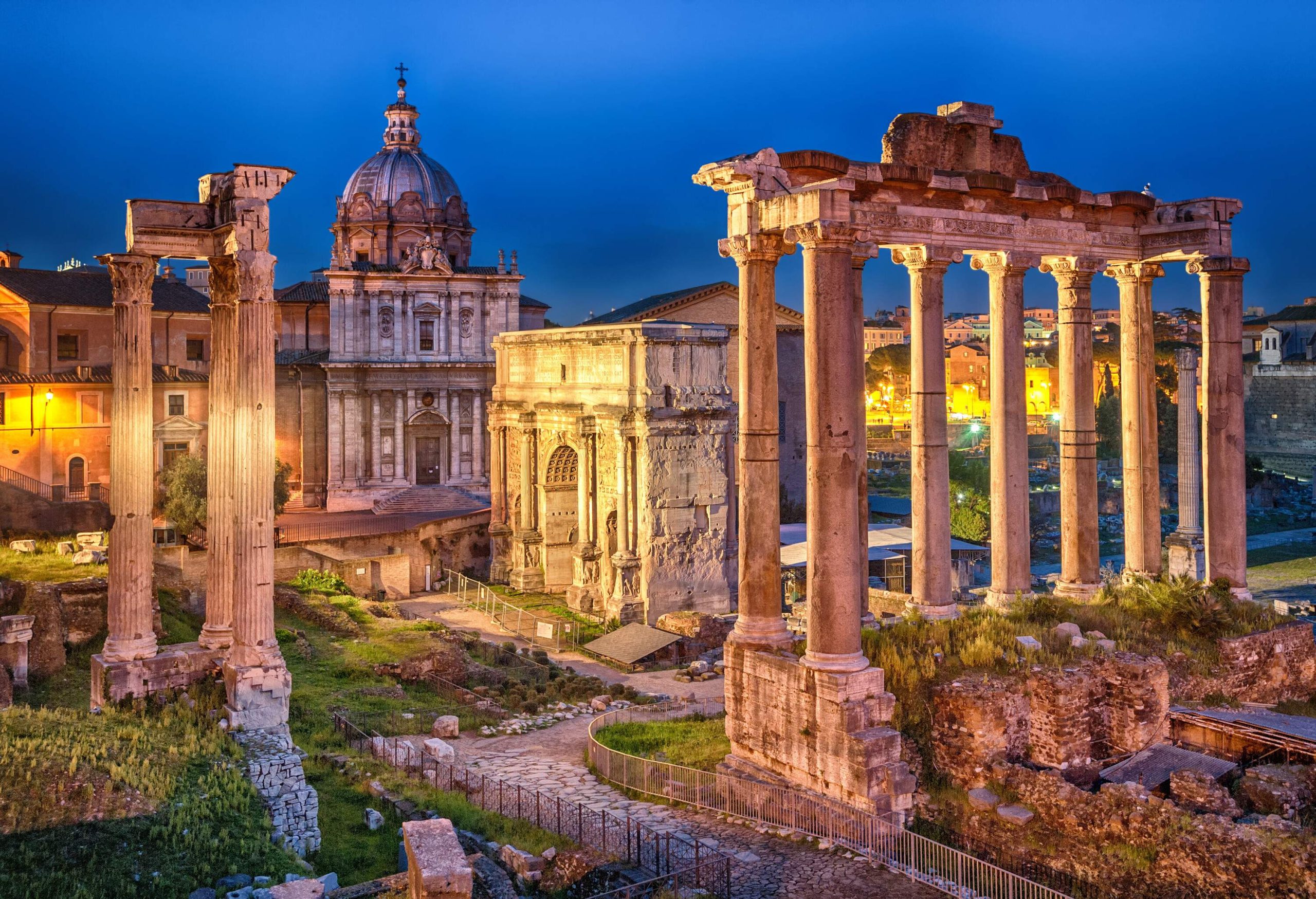 An archeological site filled with well-preserved ruins of Roman structures.