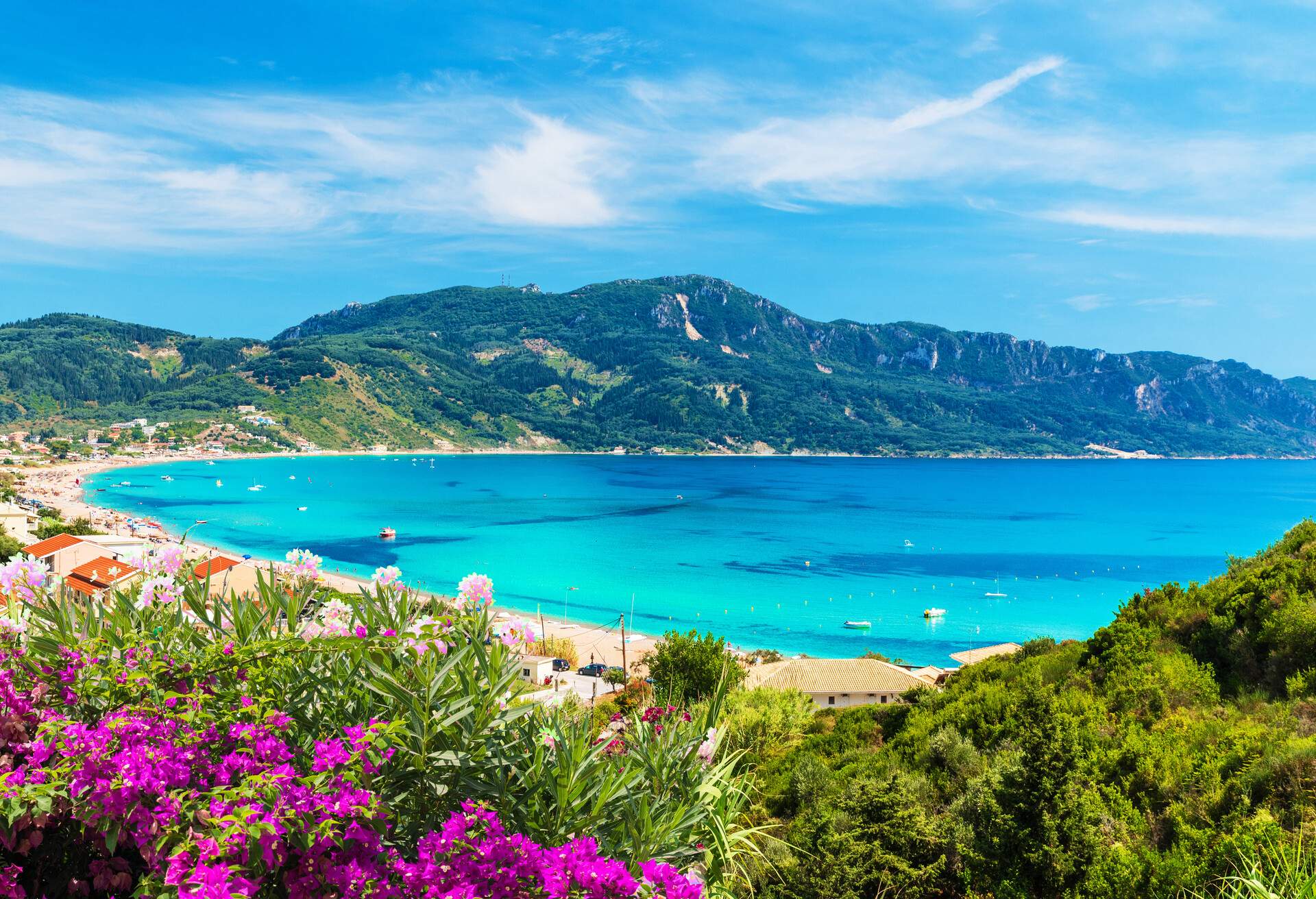 Amazing view at Agios Georgios Pagon beach in Corfu island, Greece; Shutterstock ID 1236084295