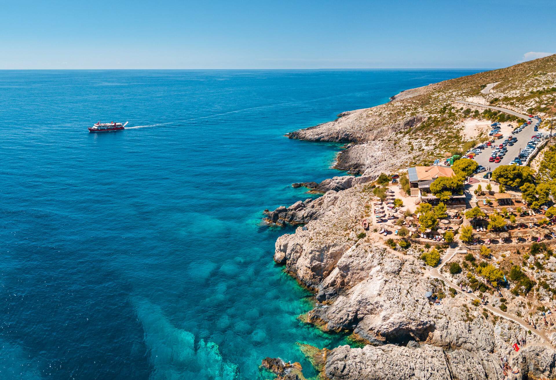 View from the air at the stunning and beautiful horizon Ionian island, Zakynthos, Greece