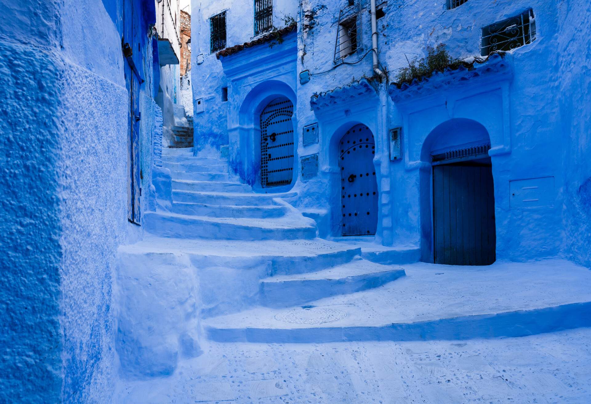 Typical blue alley in the Medina, Chefchaouen, Morocco