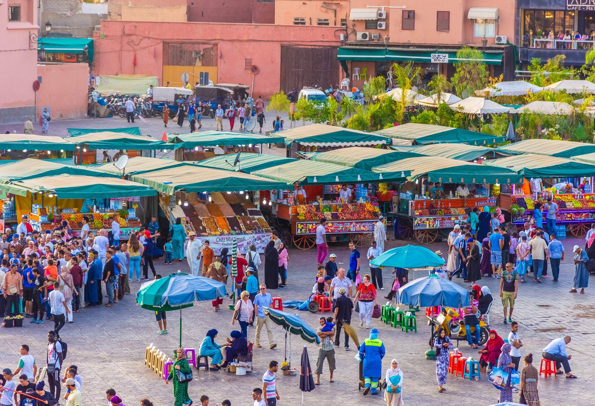 MARRAKECH, MOROCCO, SEPTEMBER 3 2018: Market square