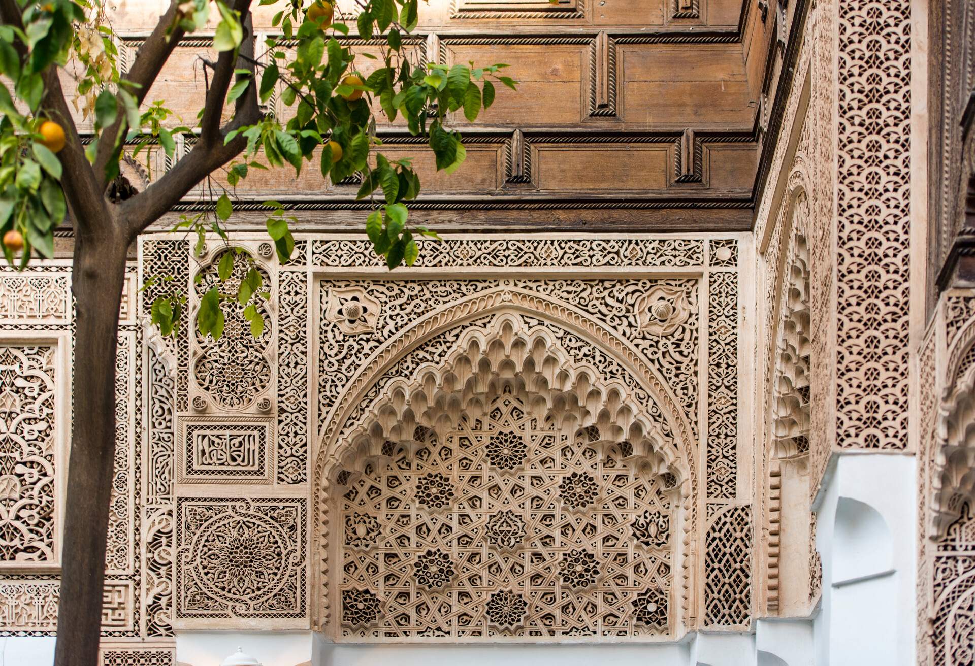 Details of Interior of Bahia palace in Marrakesh Morocco