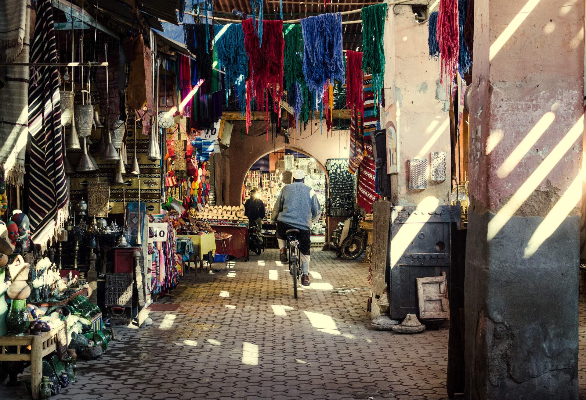The souq is an open air marketplace in the medina (old city) of Marrakesh, where tradional handicrafts are sold.