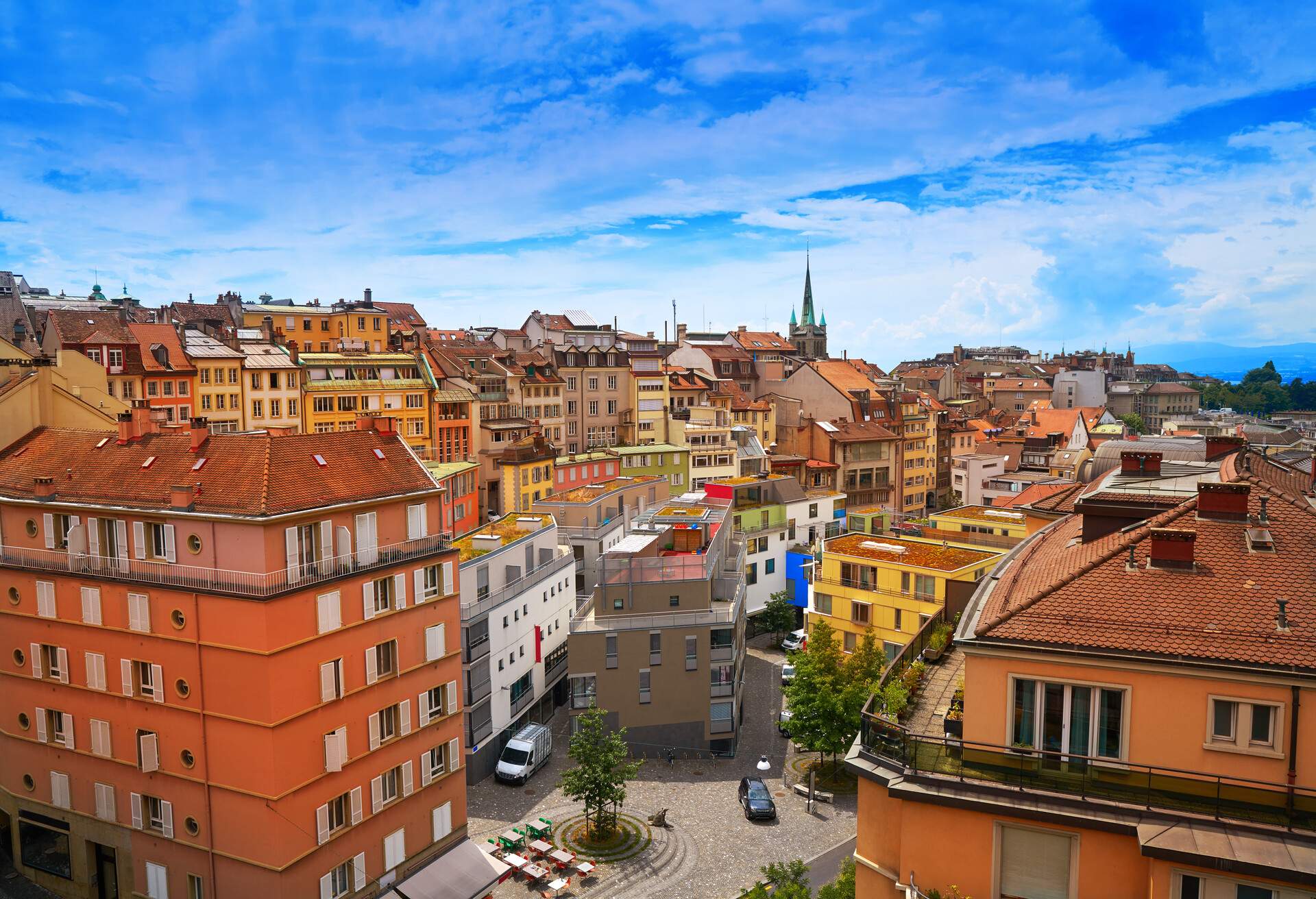 Lausanne city in Switzerland Swiss aerial; Shutterstock ID 1098560738