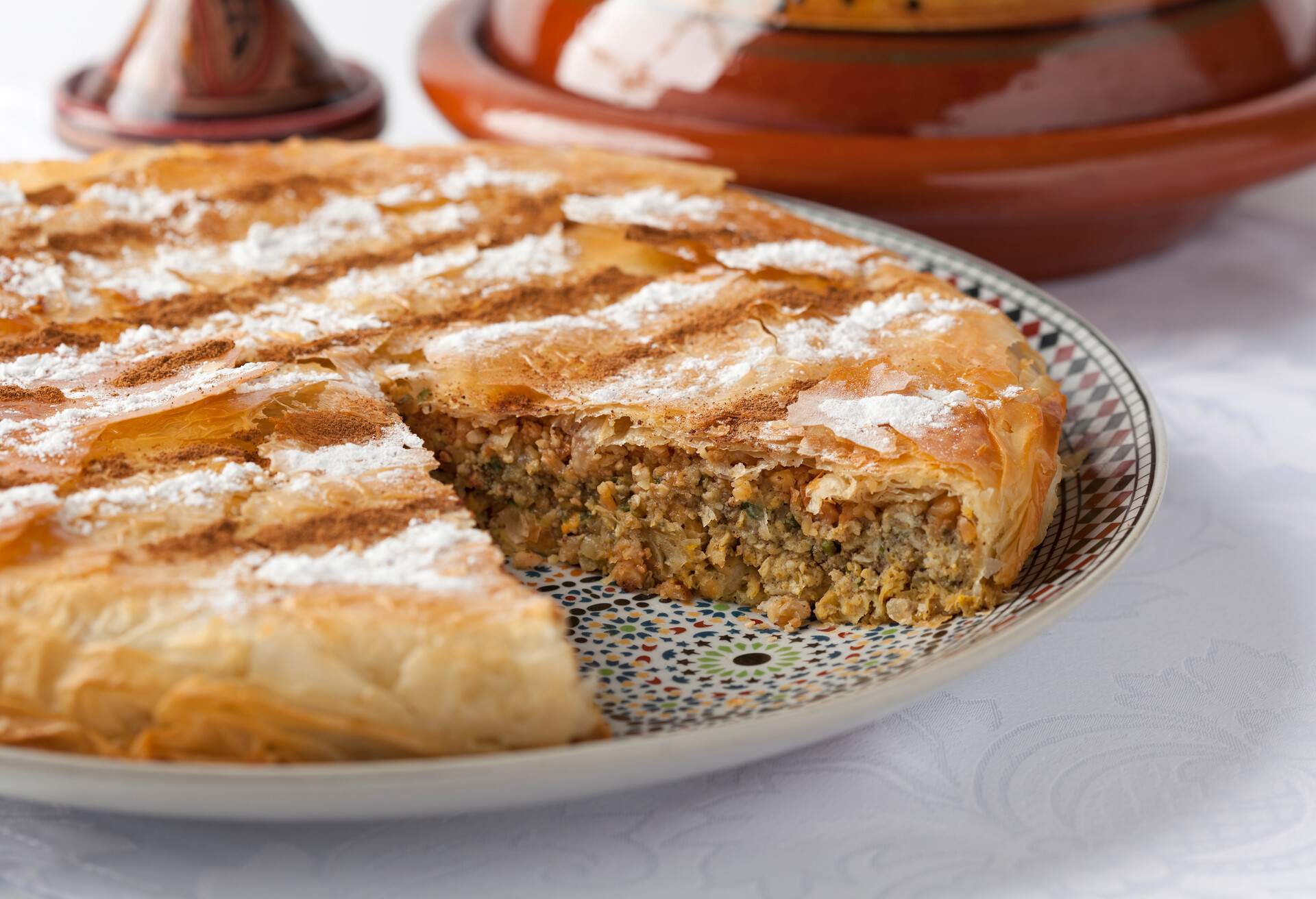 Fresh baked Moroccan Pastilla