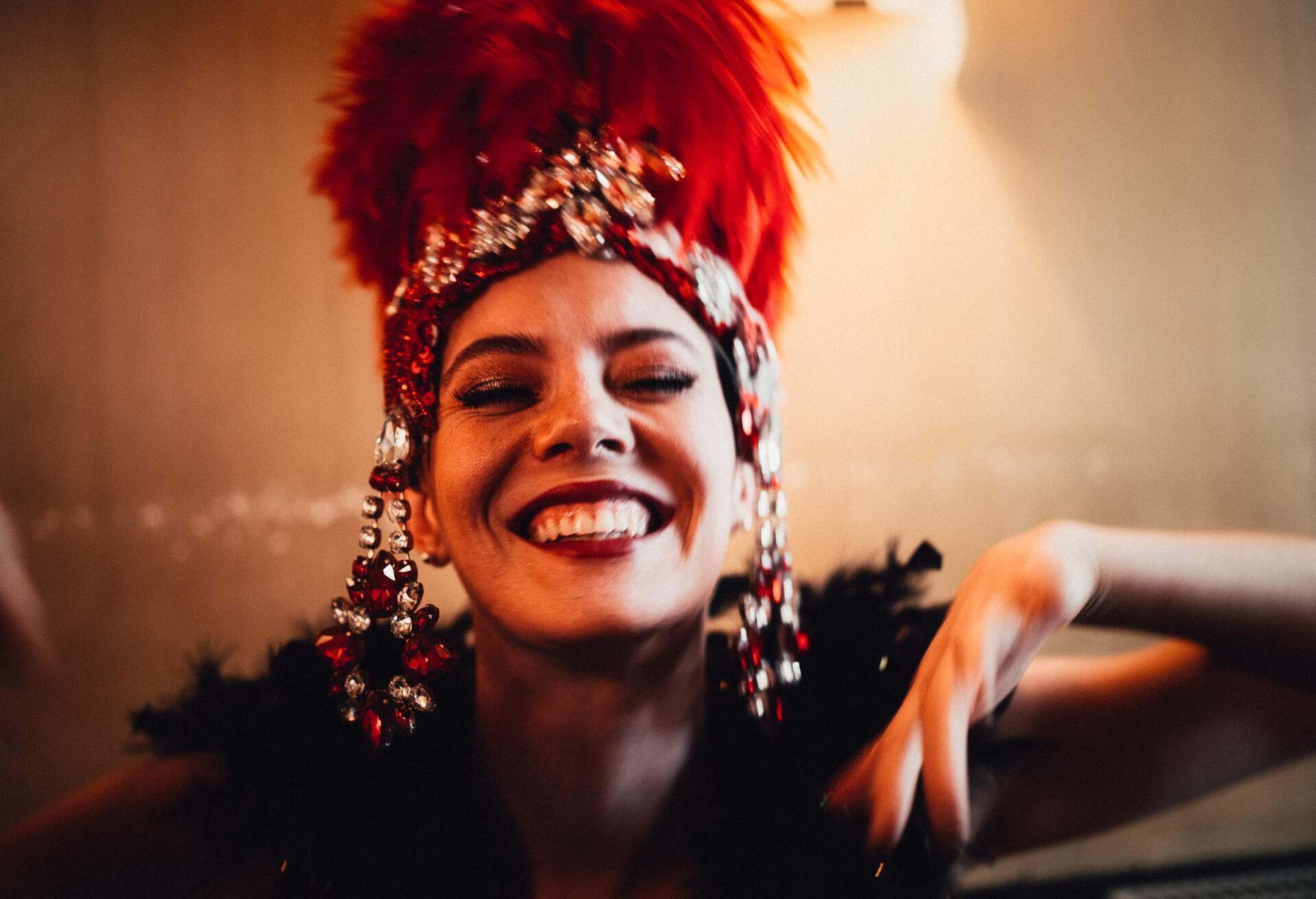 Cabaret, beauty, cute, vintage, art, nightlife, close-up, fun, backstage, young woman, bizarre, funky, laughing, portrait, variety,
