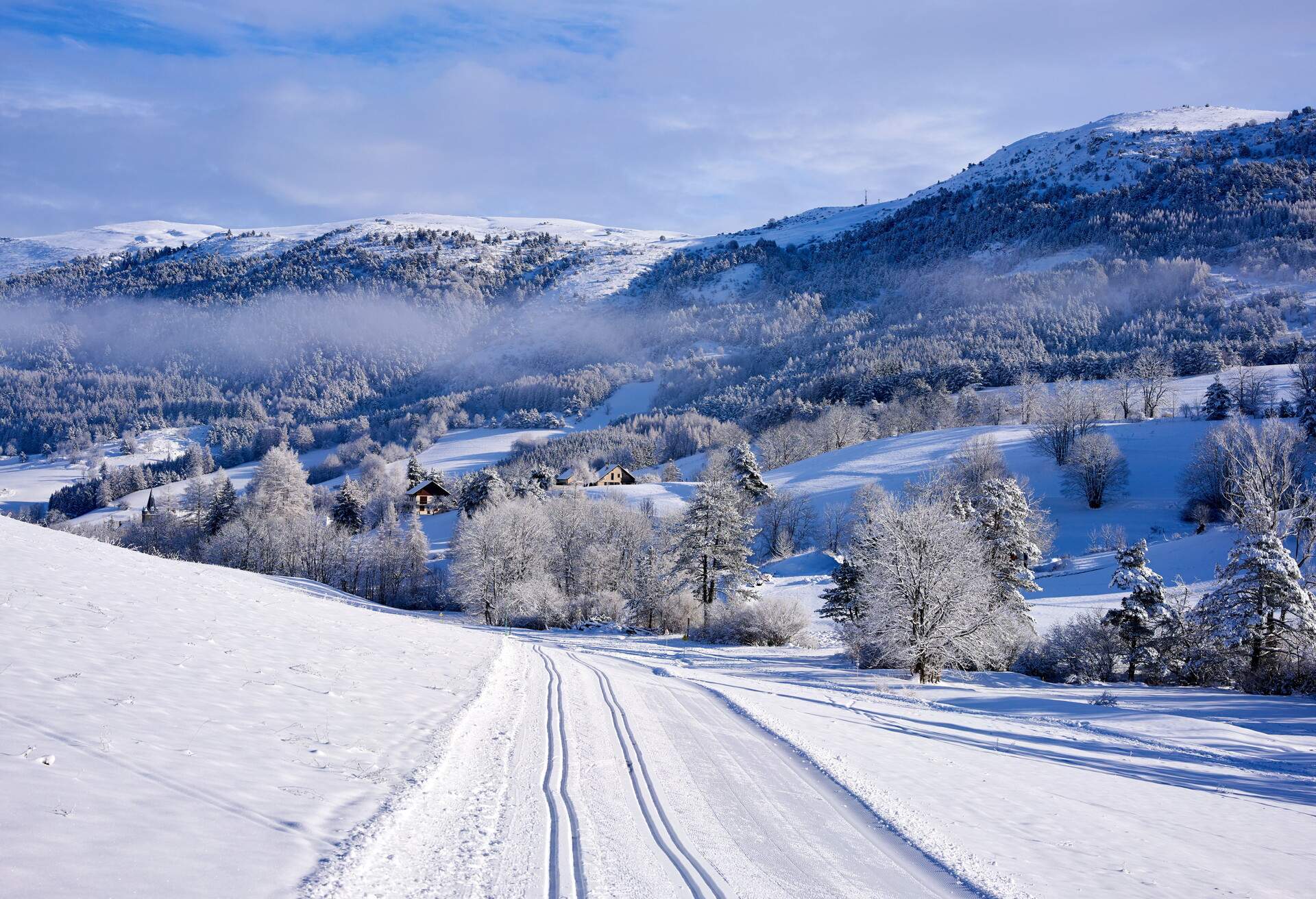 scenic view of fresh snow amidst mountains.Vercors, france, january 04,2020
