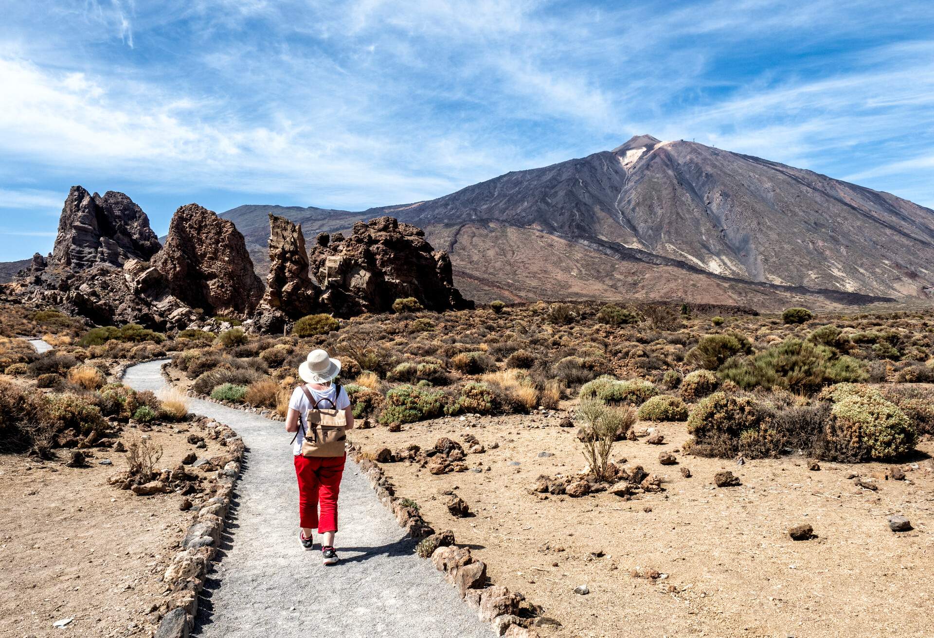 Mountain trail number 3, in the Teide national park in Tenerife, Canary Islands, Spain. Europe.