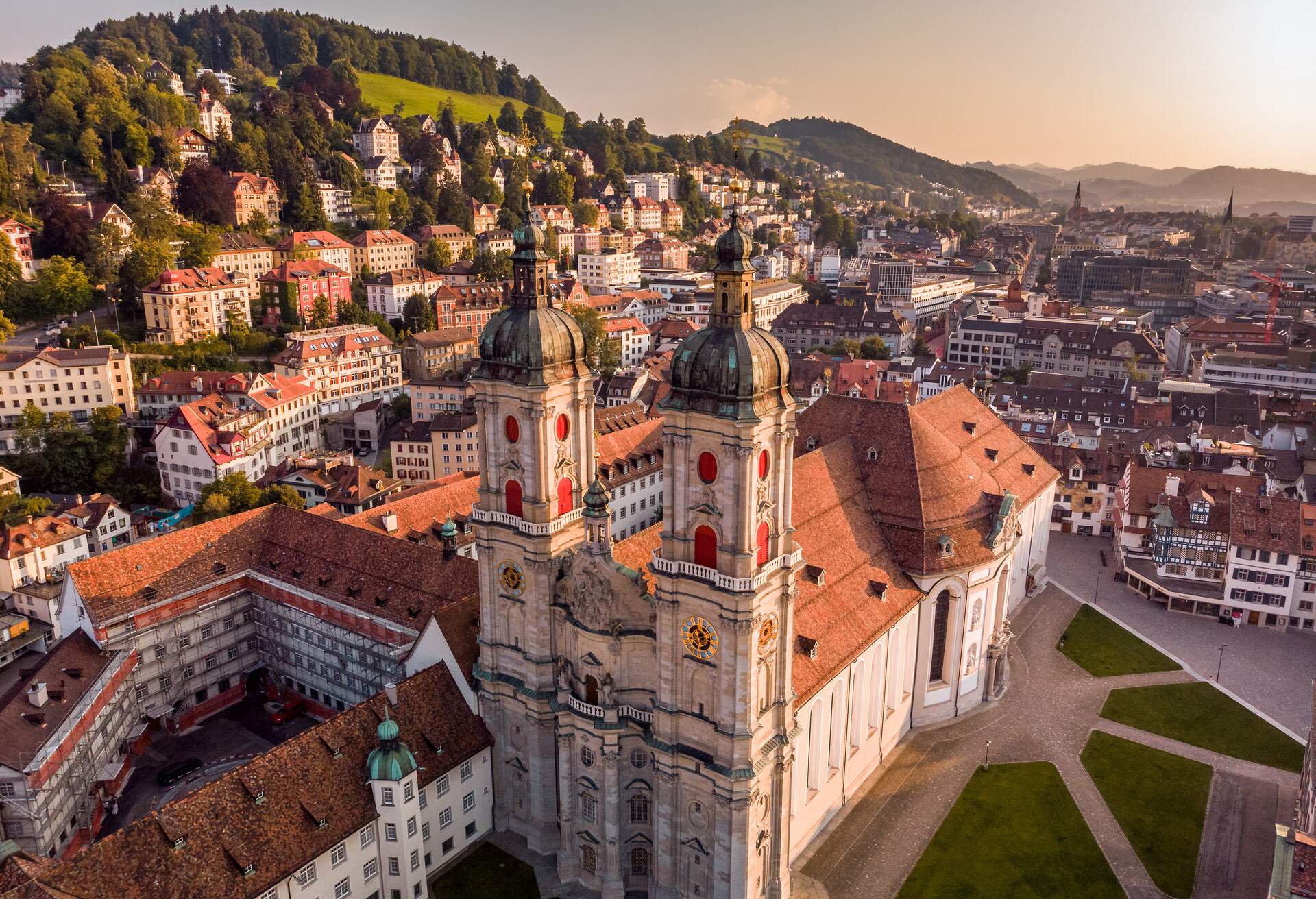 Beautiful Aerial View of St. Gallen Cityscape Skyline, Abbey Cathedral of Saint Gall in Switzerland; Shutterstock ID 1152514055