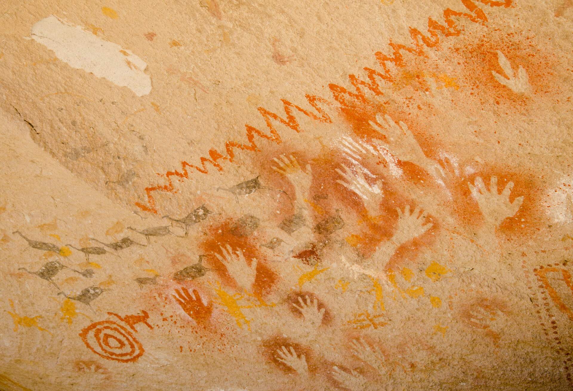 Cave paintings of Cueva de las Manos, Santa Cruz, Patagonia, Argentina.