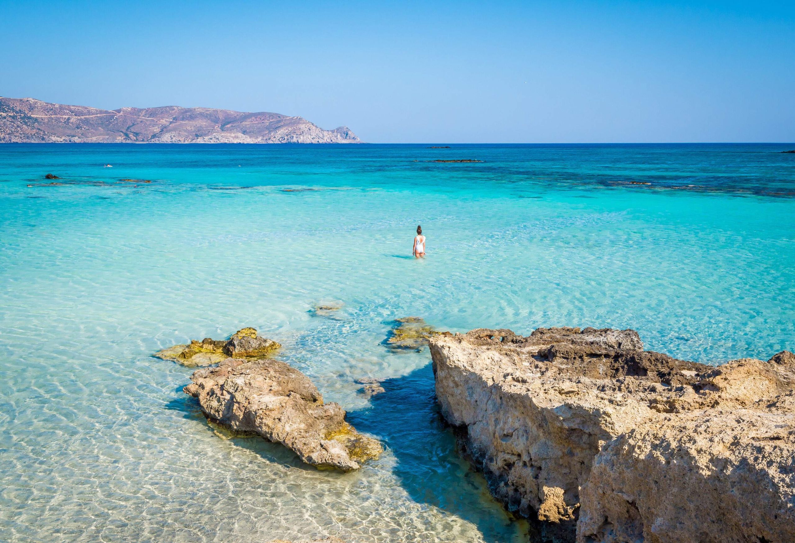 A picturesque paradise of turquoise beach with rock formations.