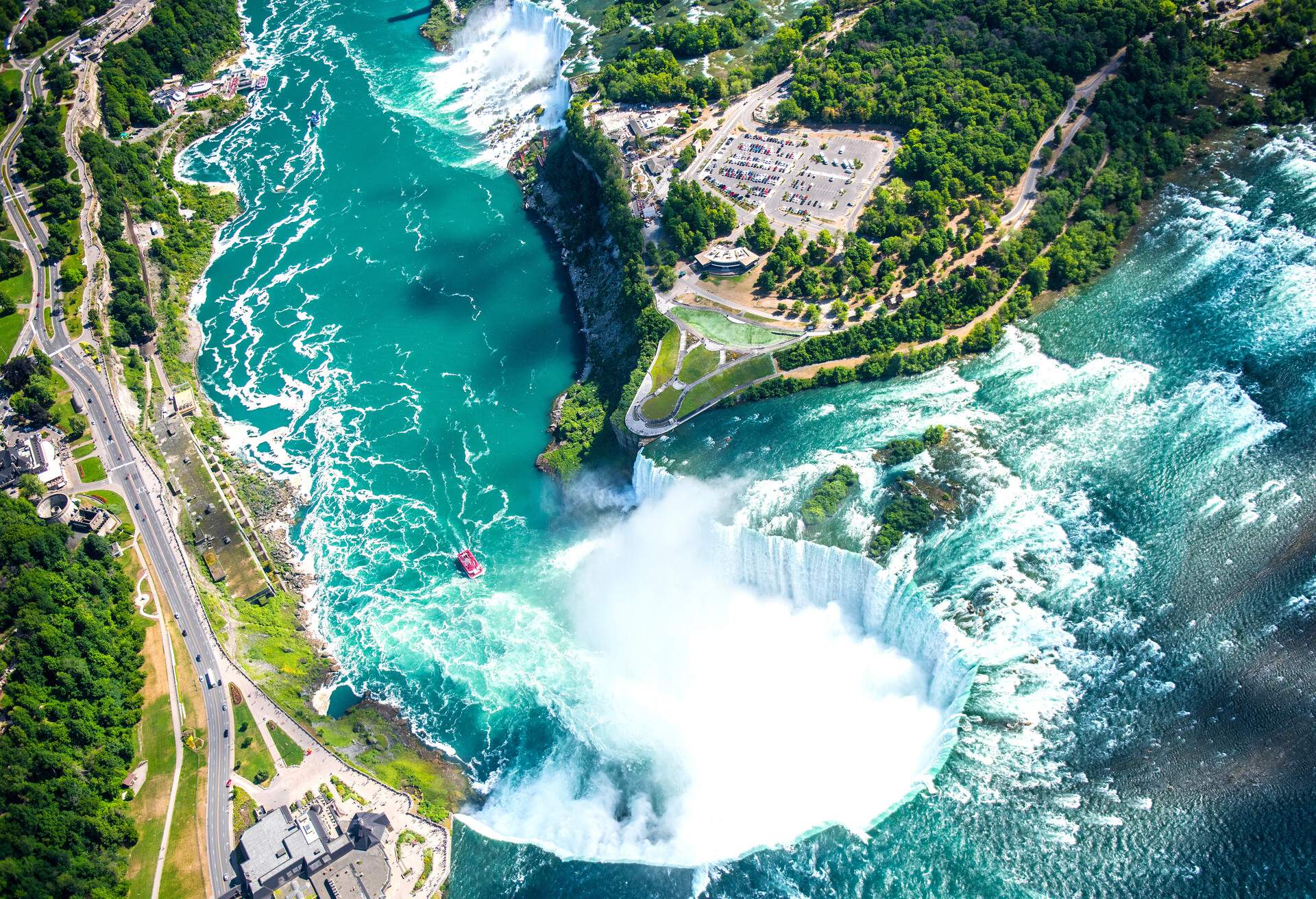 Niagara Falls Aerial View from helicopter, Canadian Falls, Canada; Shutterstock ID 546768265