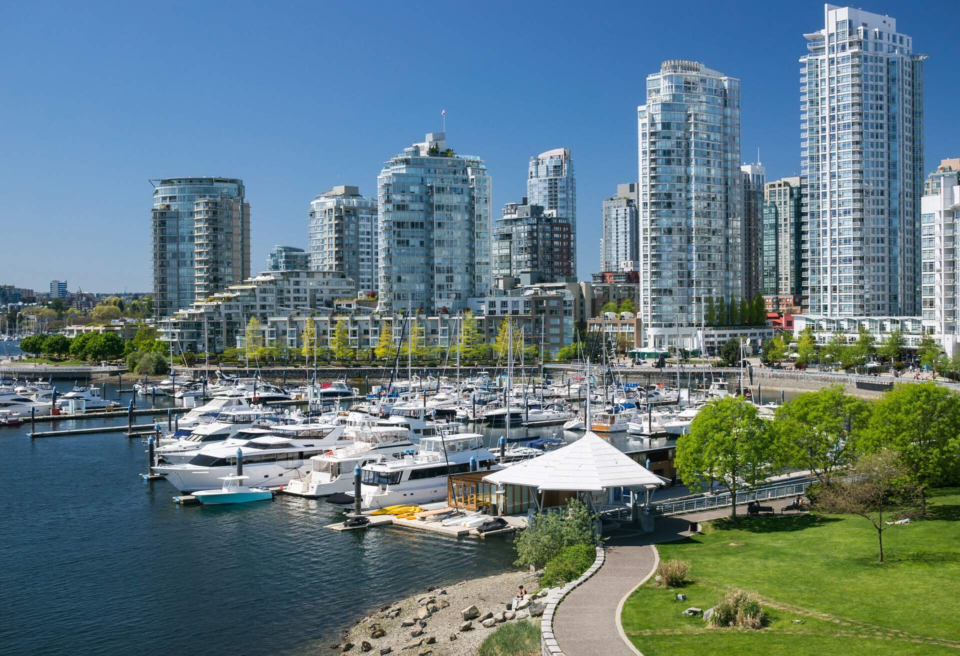 View on Yaletown from Cambie Bridge in Downtown Vancouver.