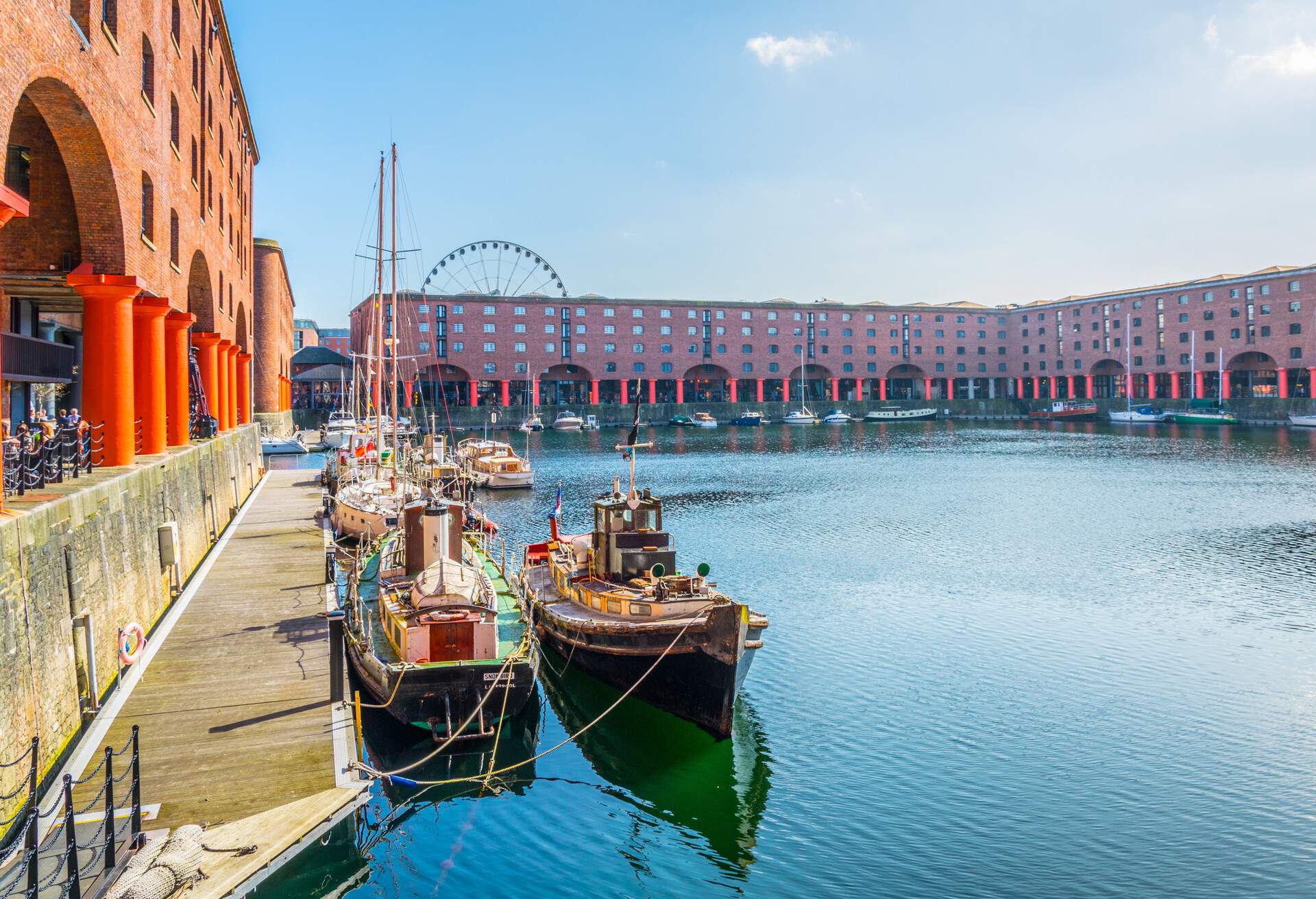 Albert dock in Liverpool during a cloudy day, England