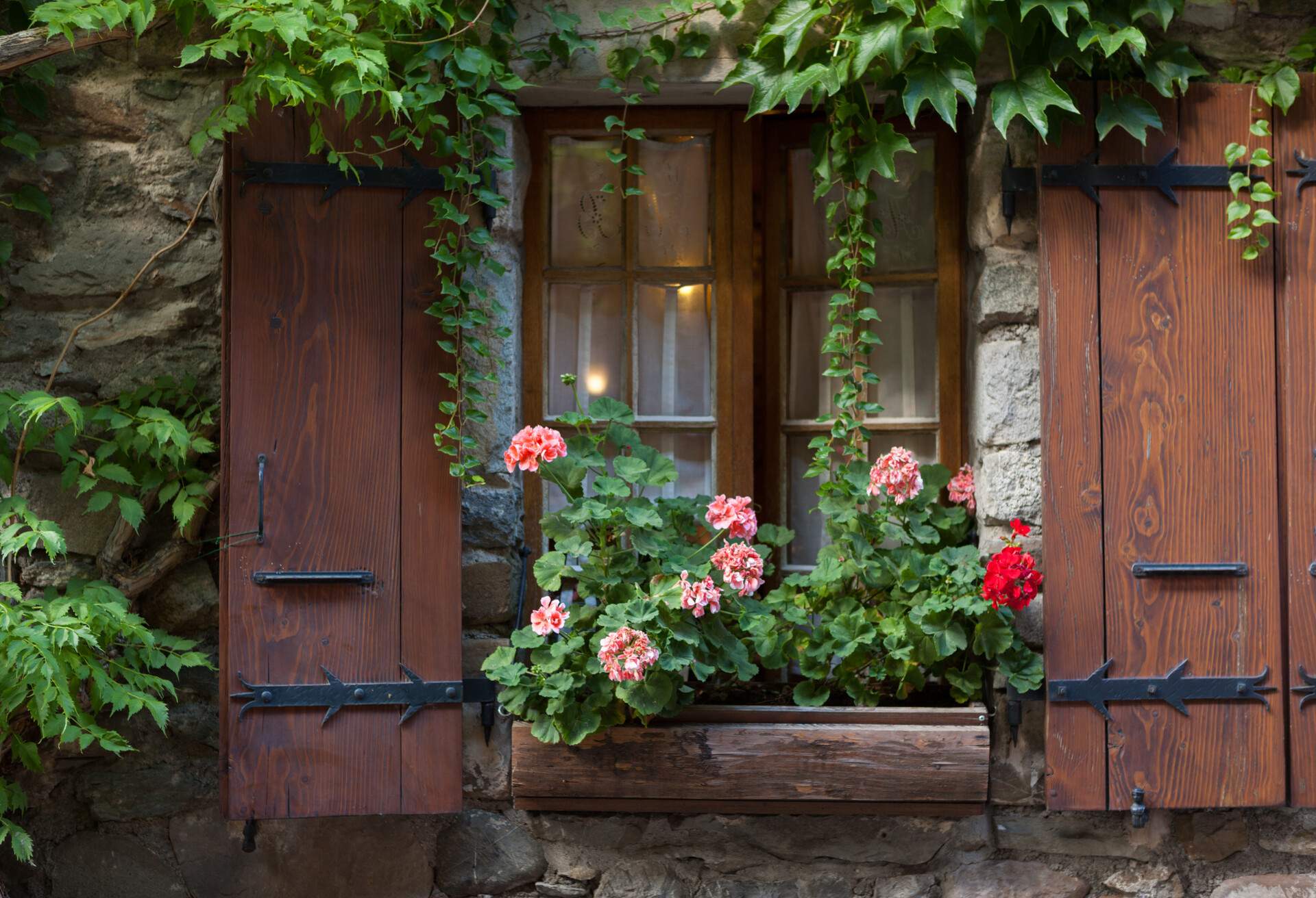 Window with shutters in french countryside