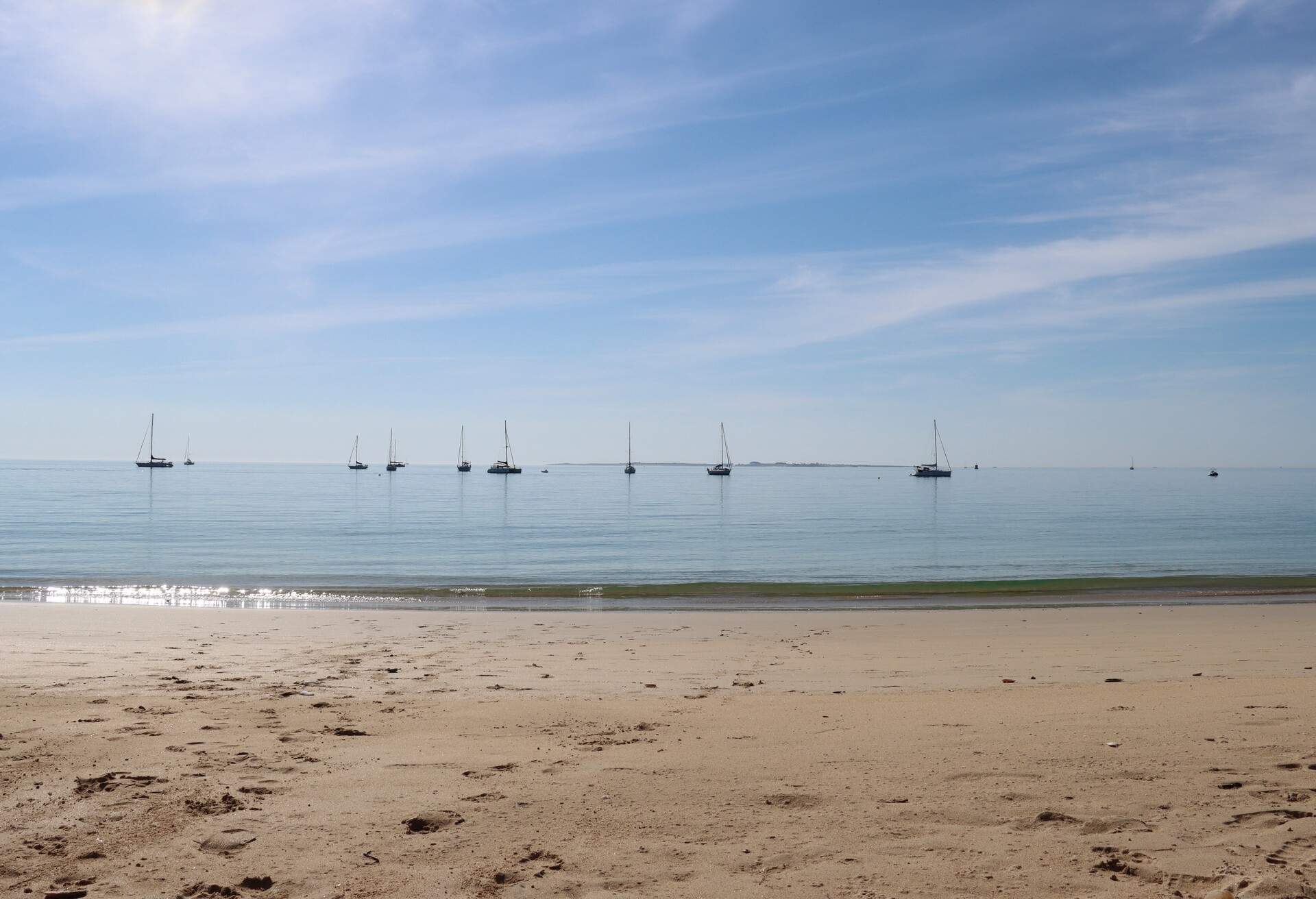 A beautiful view of one beach in Houat , Brittany, France,