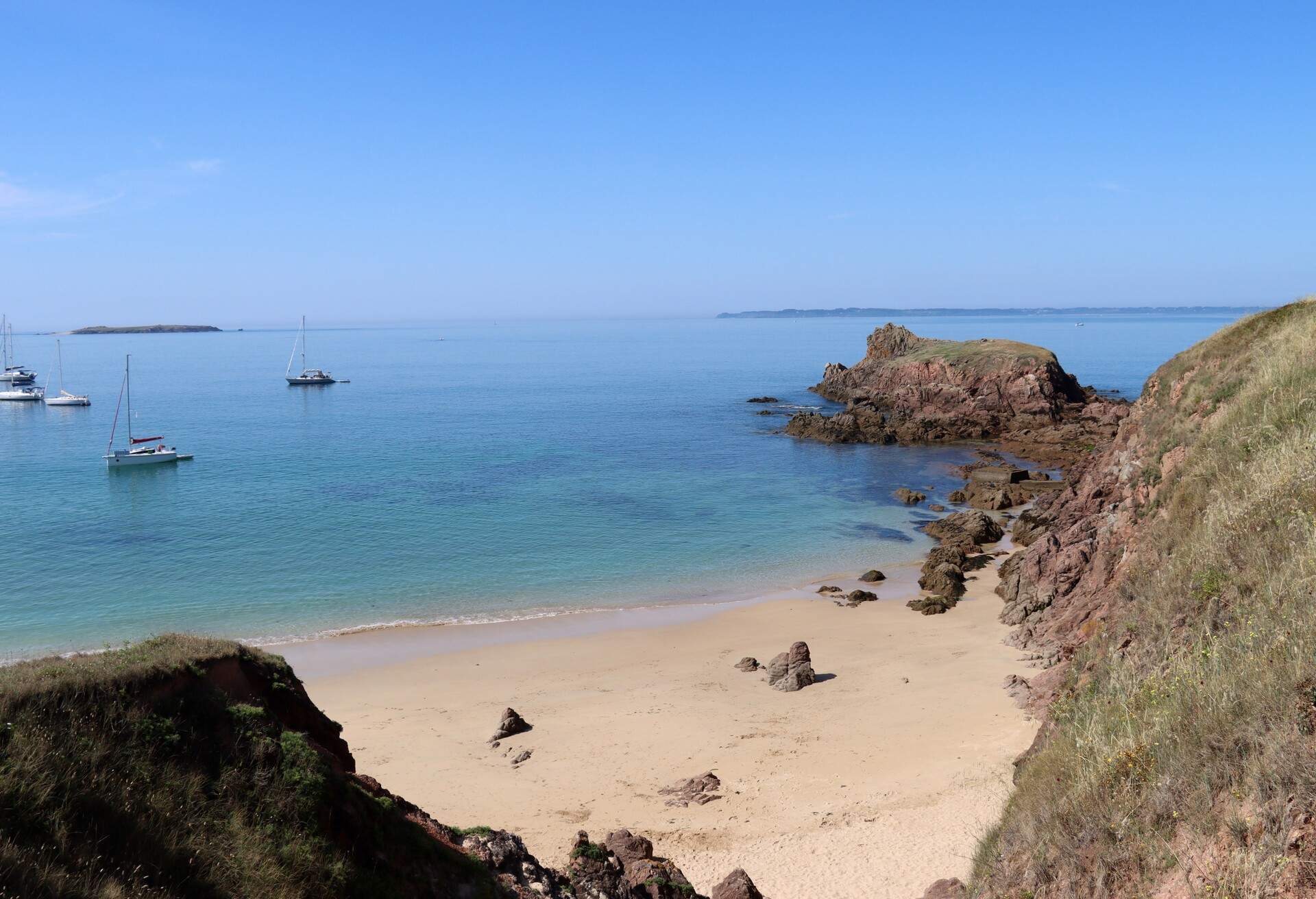 A beautiful view of one beach in Houat , Brittany, France,