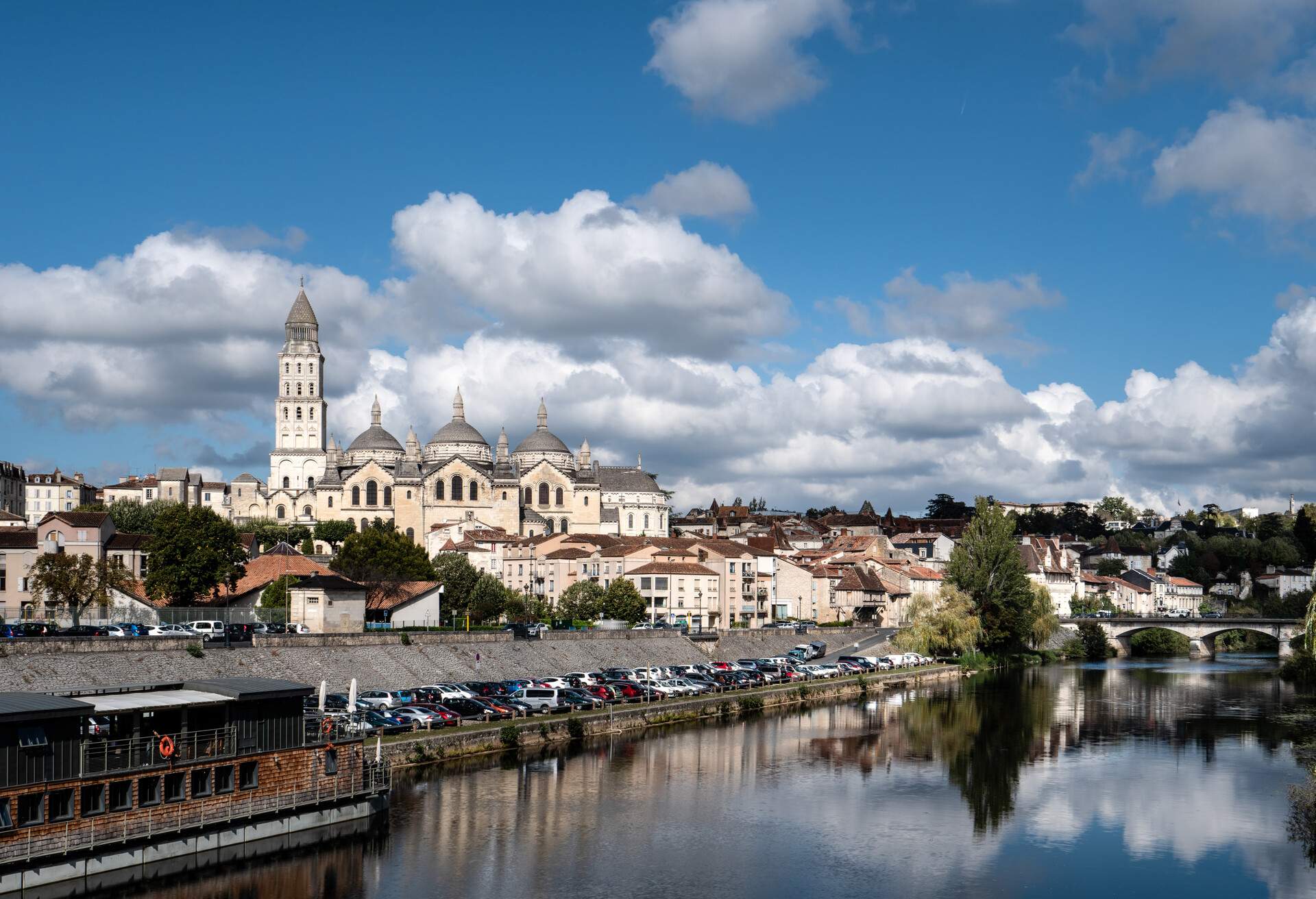 A view of the Romanesque Cathedral of Saint Front in Perigueux the capital of the historic Perigord and Prefecture of the Dordogne department. The historic cathedral has been designated a World Heritage site.