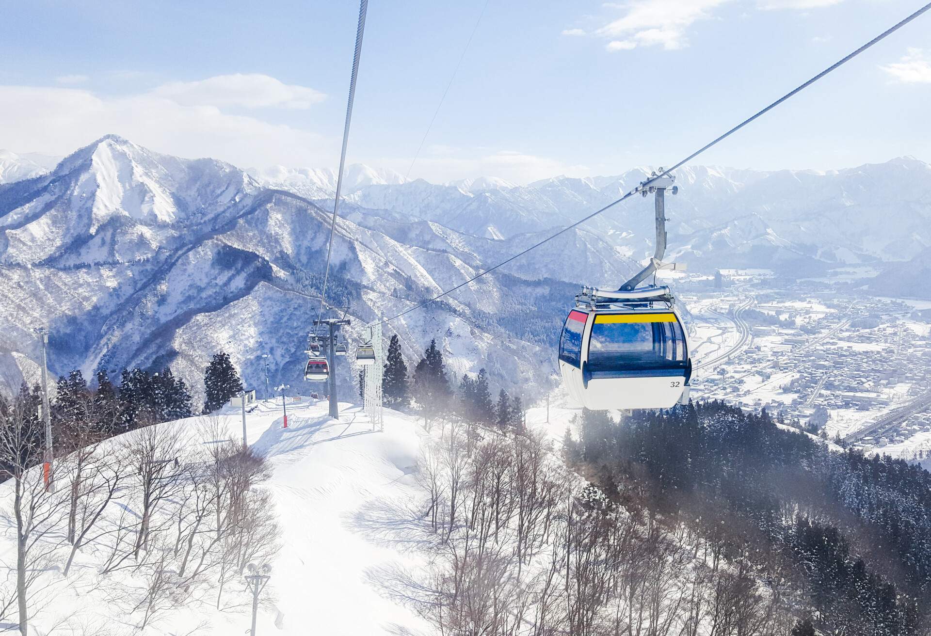 Cable Sky on Snow mountain at Gala Yuzawa near Tokyo, Japan