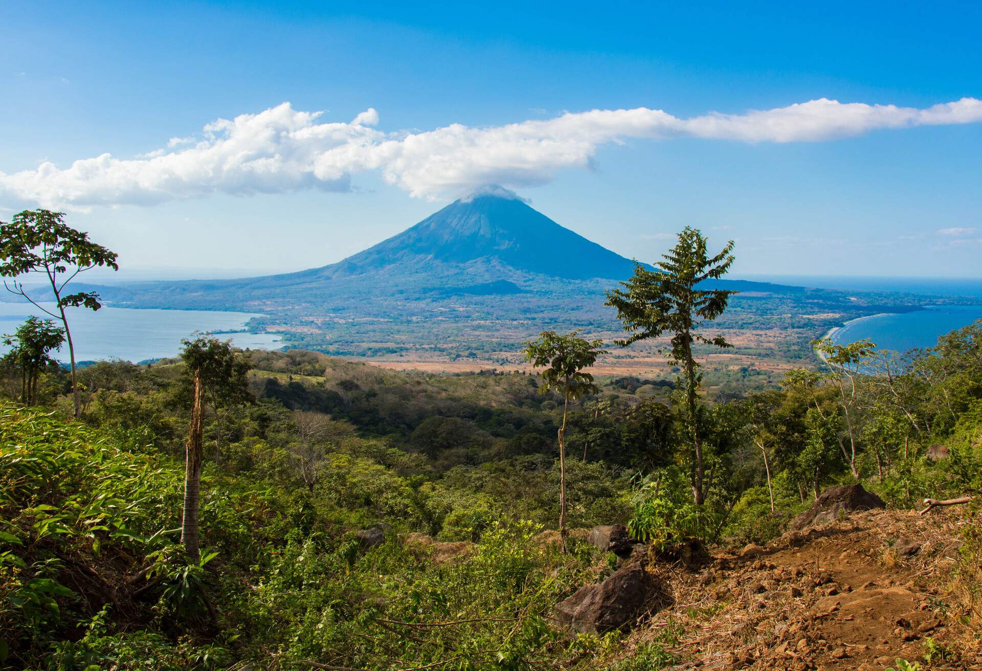 View of volcán Concepción and Ometepe island in Nicaragua from the slope of volcán Maderas