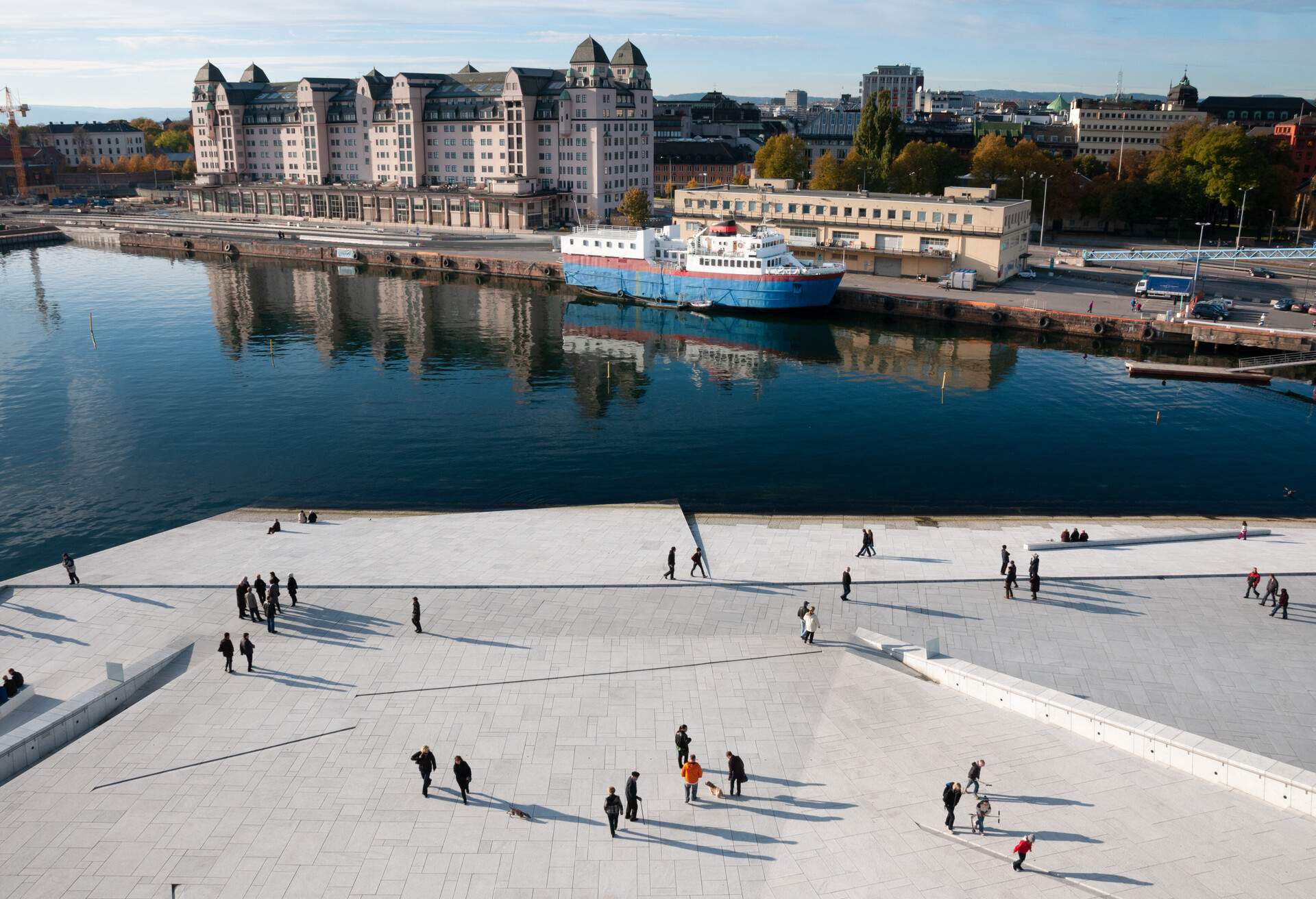 People walking in peace Opera house of Oslo