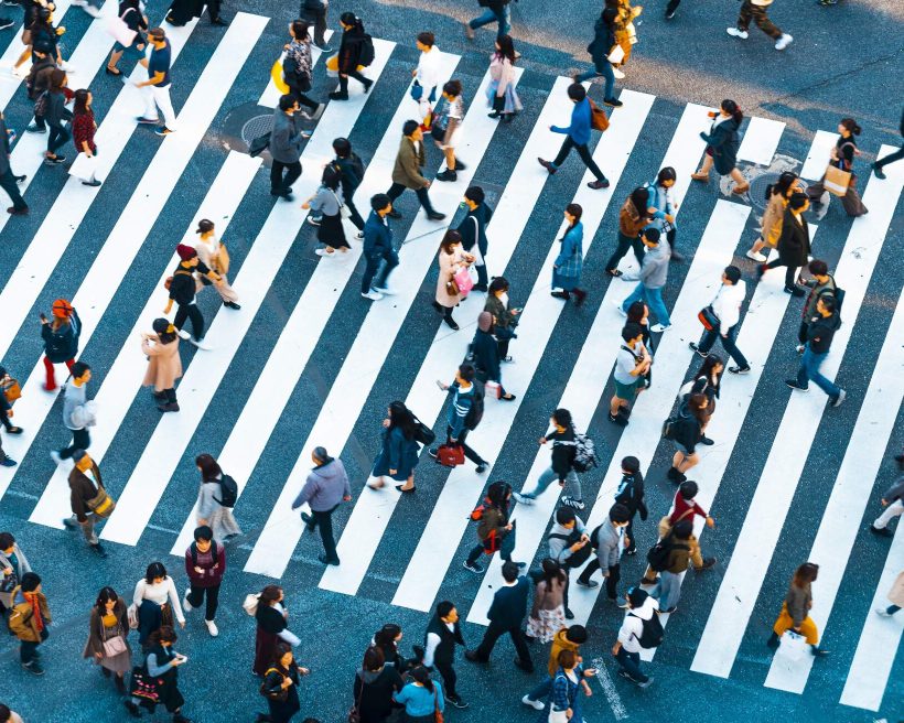 japan, tokyo people walking crossroad