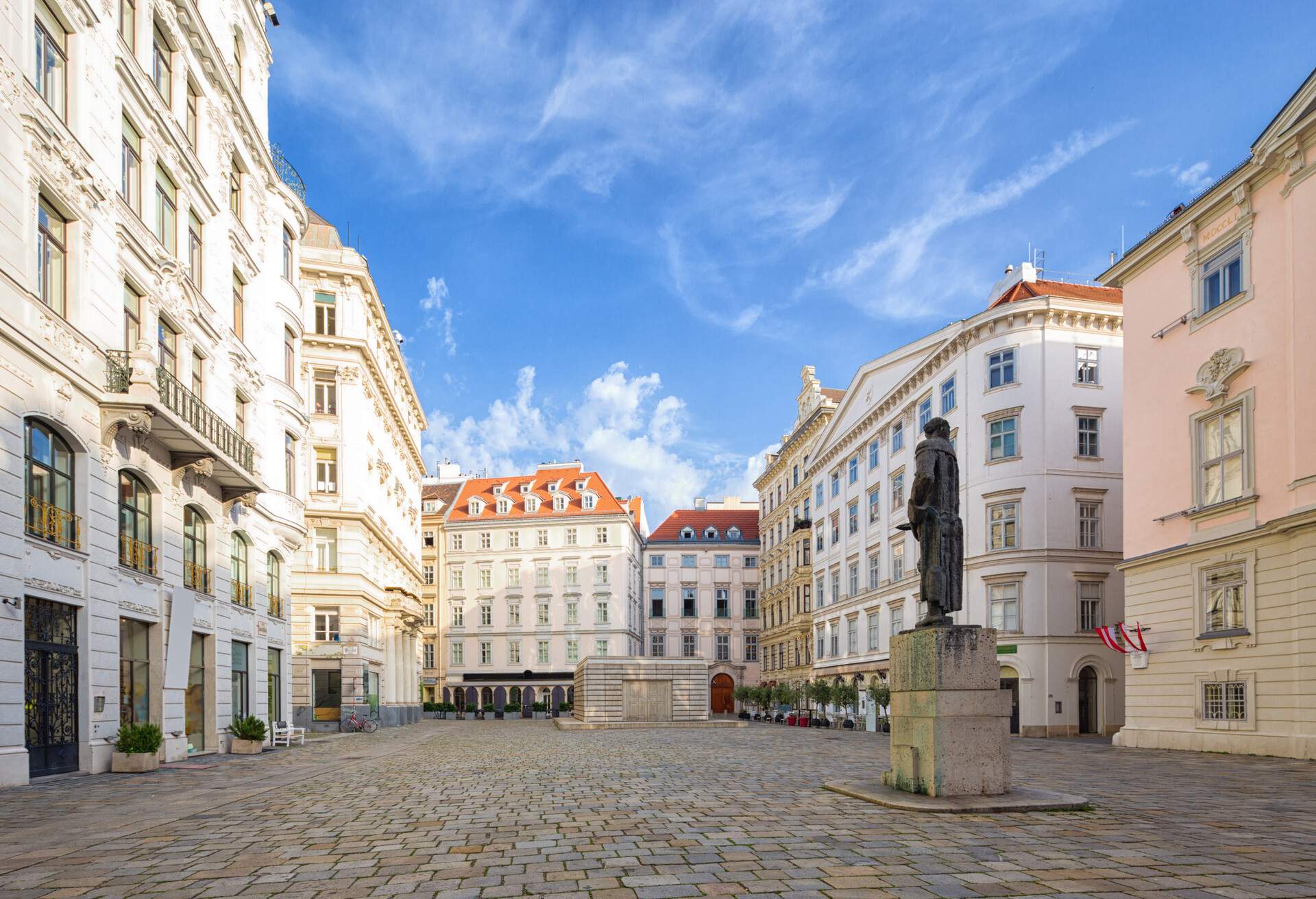 morning view of Jewish Square (Judenplatz) in Vienna, Austria.