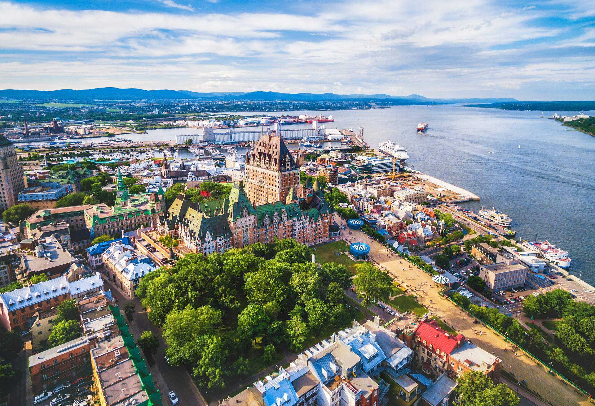 Quebec City and Old Port aerial view, Quebec, Canada.