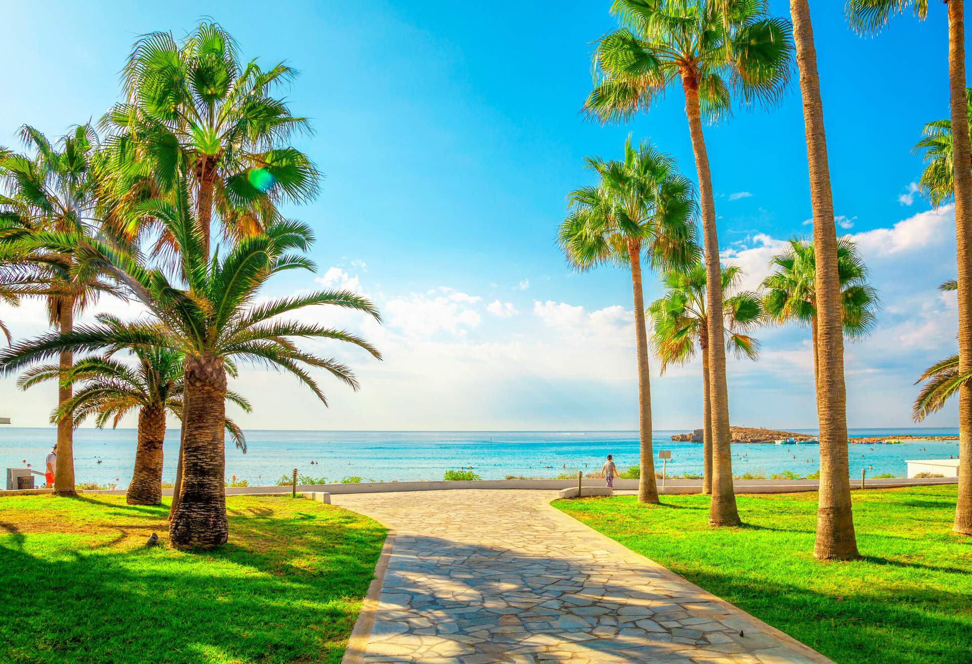 Nissi beach in Aiya Napa, Cyprus. Ayia Napa coastline.