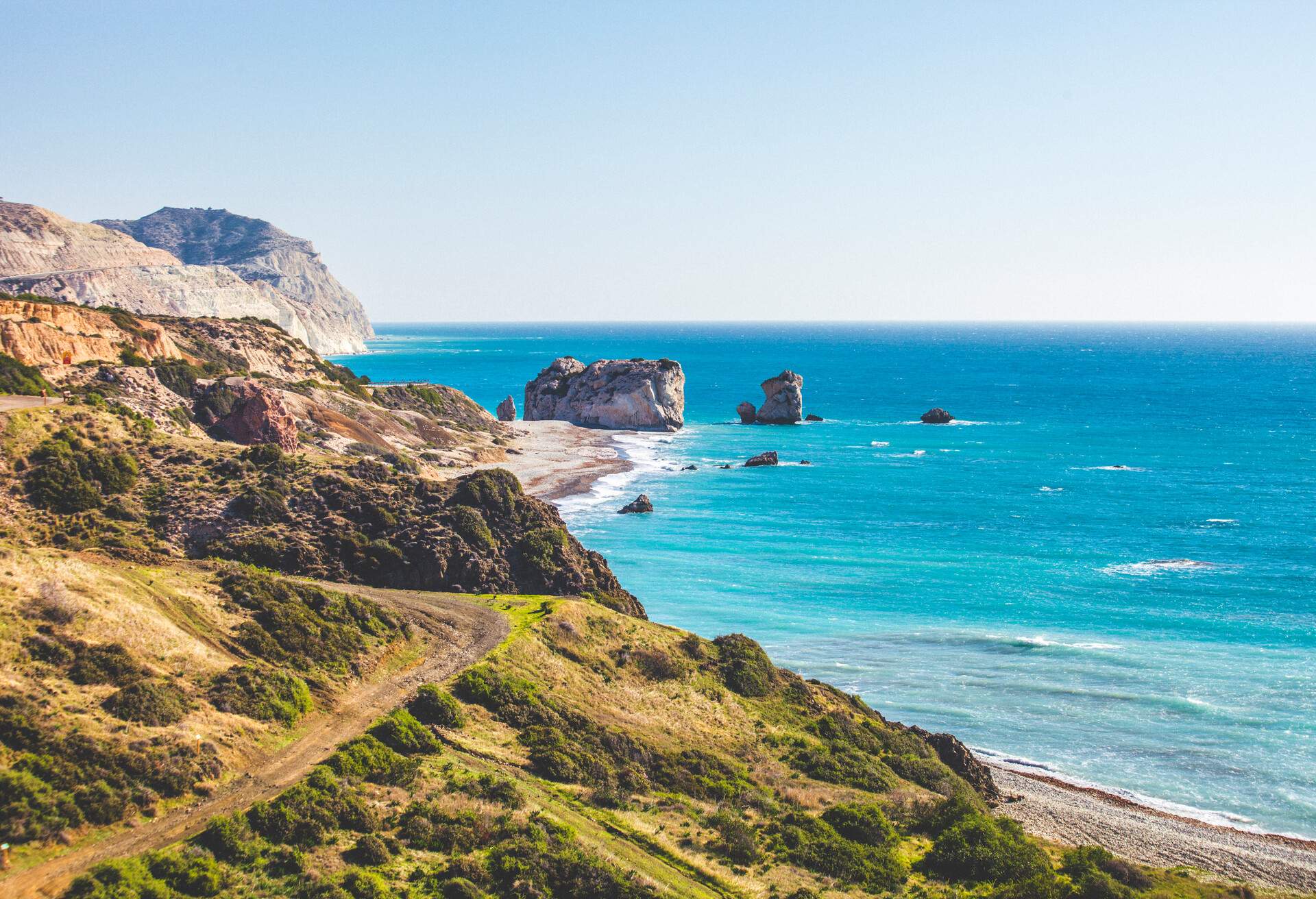 View to rocky mediterranean coast.