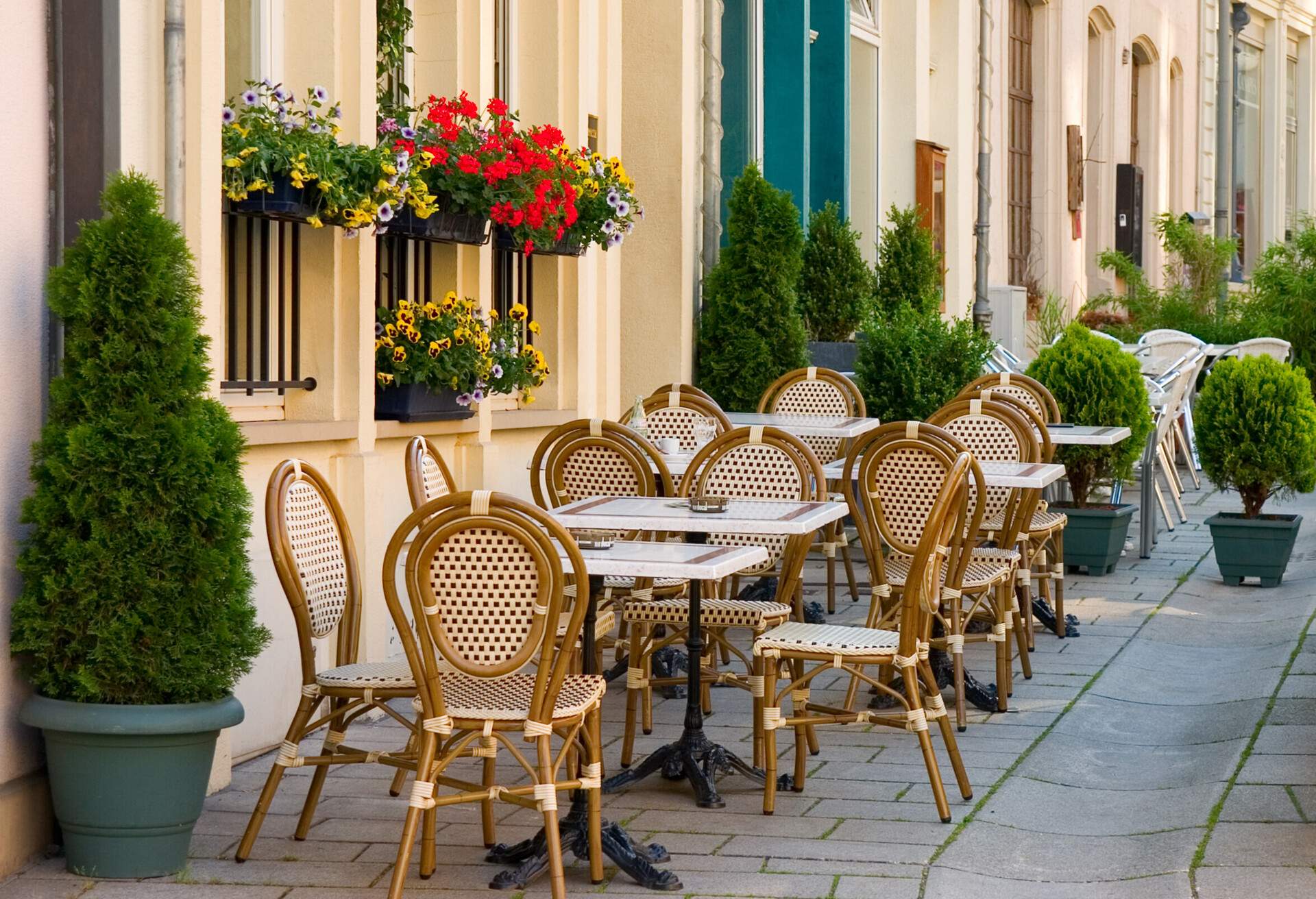 Street cafe in Luxembourg, opposite to the residence of the Grand Duke of Luxembourg, where he performs most of his duties as head of state of the Grand Duchy. 