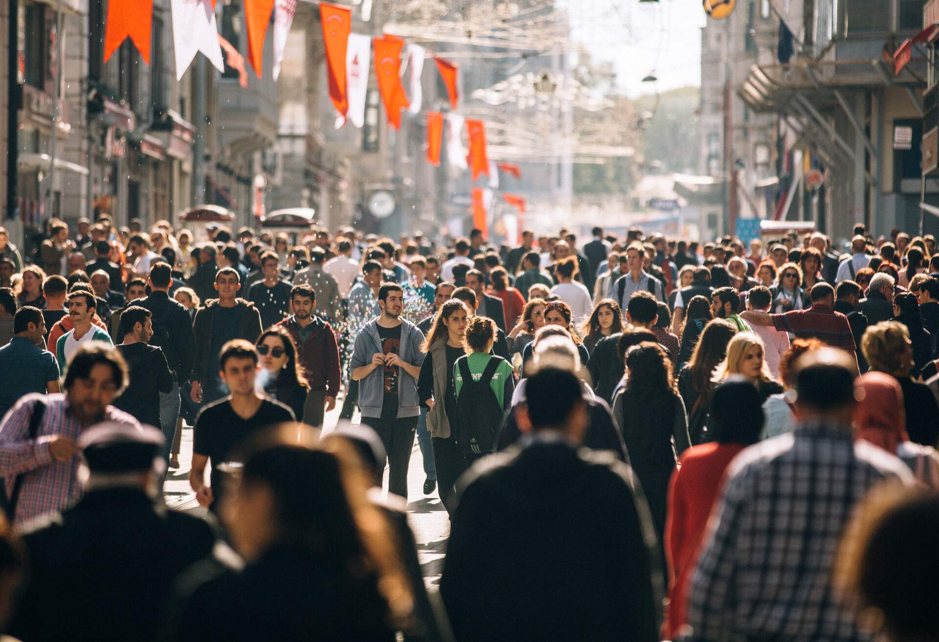 Crowded Istiklal street in Istanbul