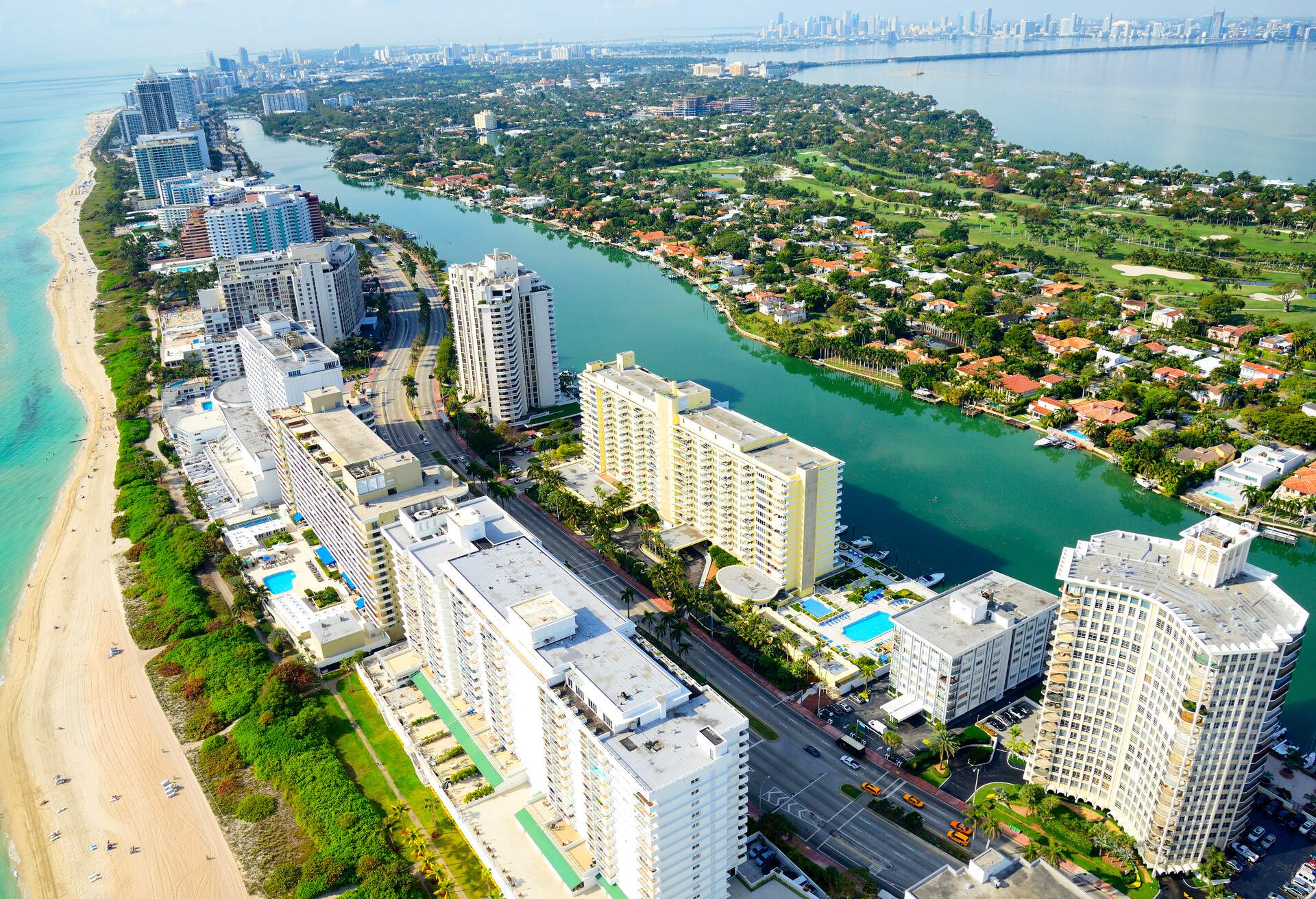 Miami Beach aerial view, Florida, USA.