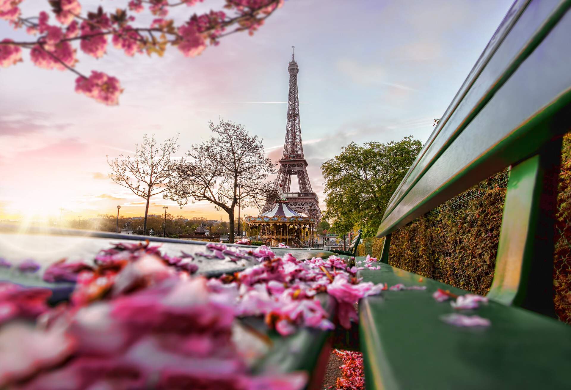 Eiffel Tower during spring time in Paris, France 