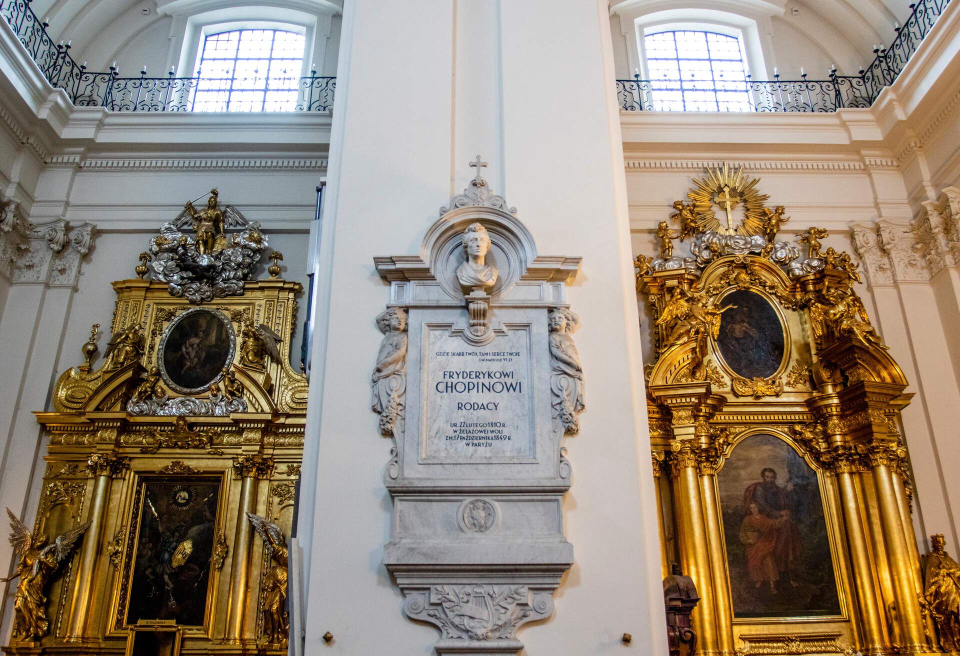Pillar containing Frederic Chopin's heart inside the Holy Cross Church in Warsaw, Poland, Eastern Europe