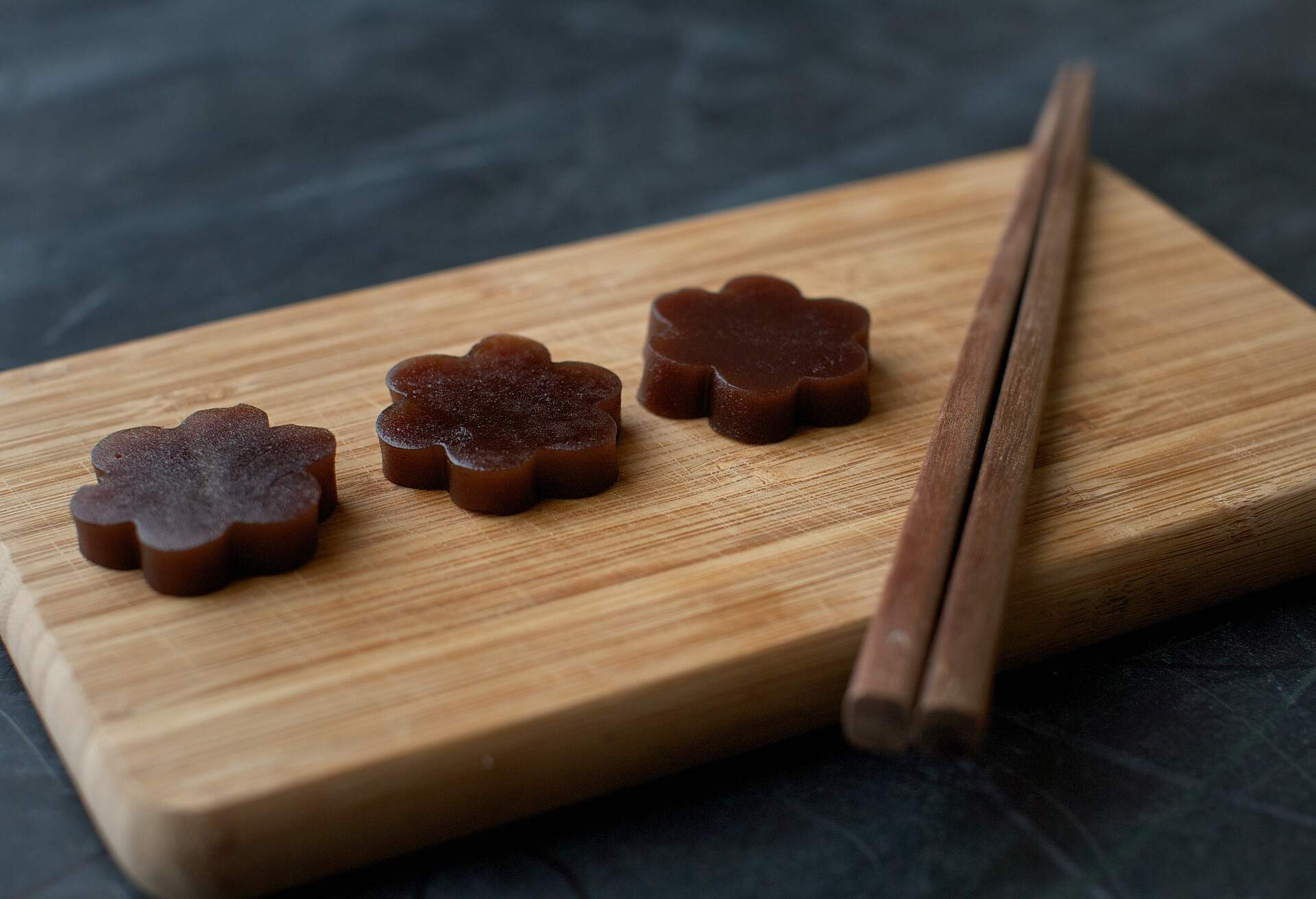 Japanese sweet treat called Yokan made with red bean paste.