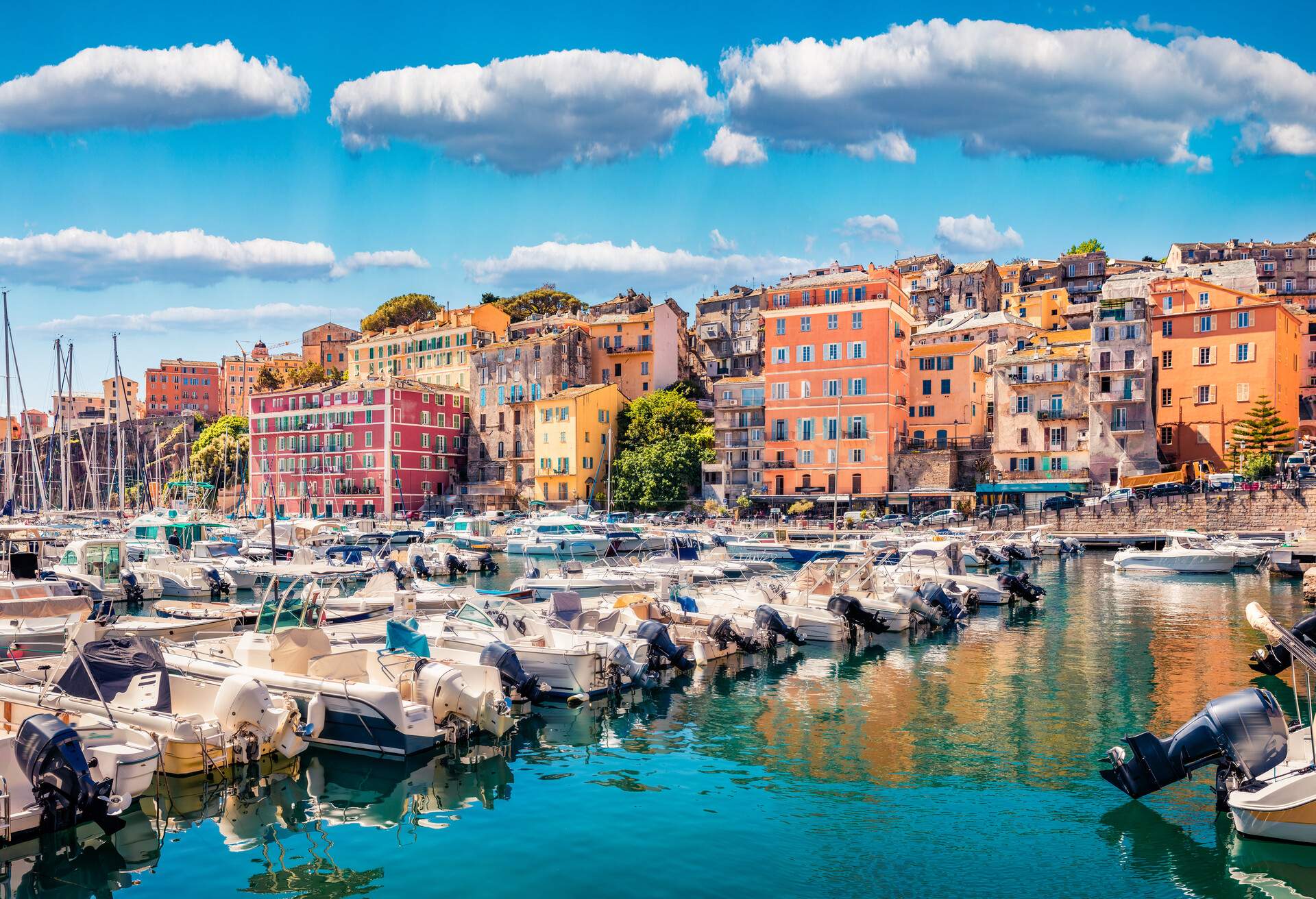 Attractive summer cityscape of Bastia port. Marvelous morning view of Corsica island, France, Europe. Wonderful Mediterranean seascape with yacht and lighthouse. Traveling concept background.; Shutterstock ID 1709525617