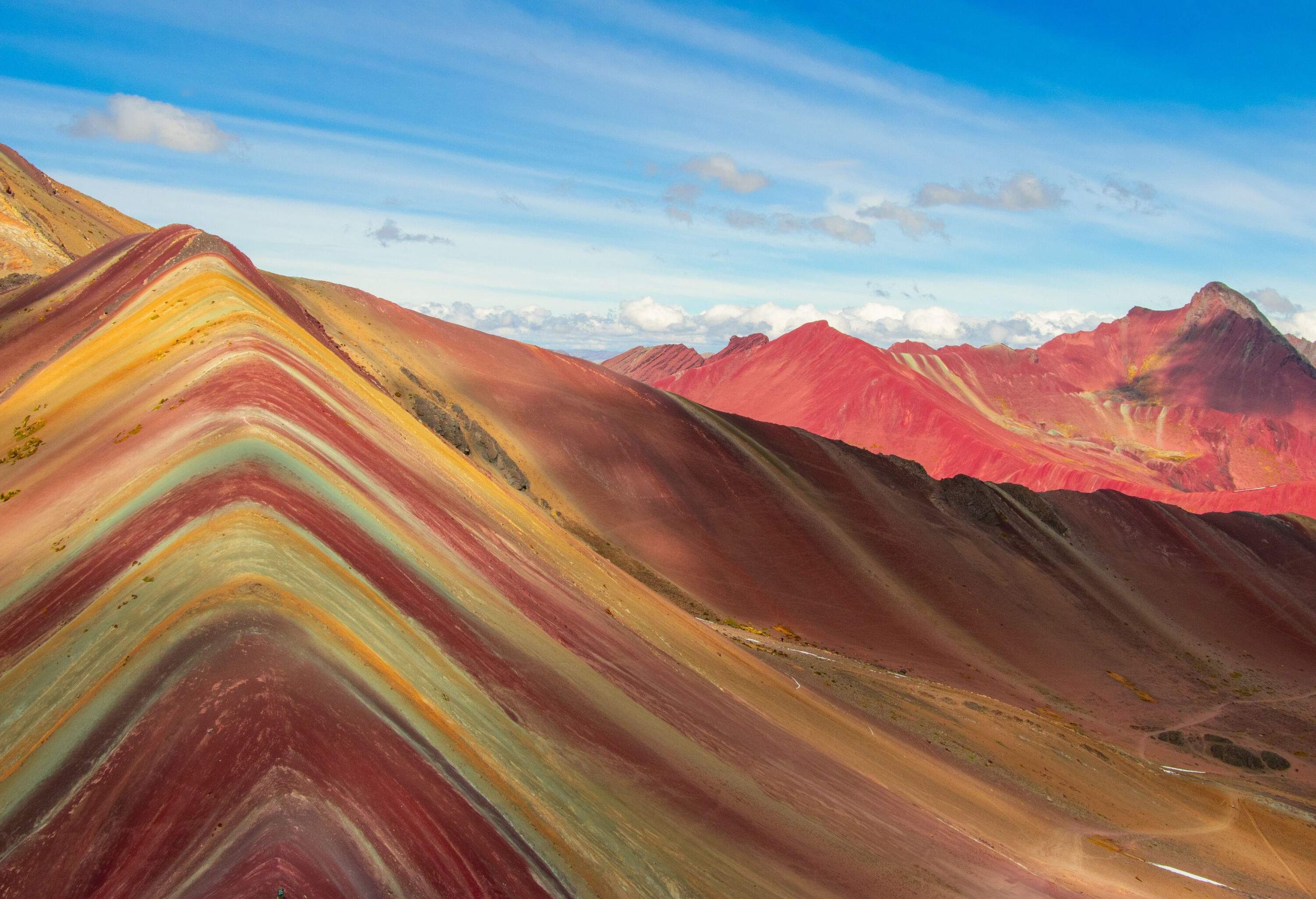The spectacular Rainbow Mountain of Peru with its multicoloured mineral-filled layers.