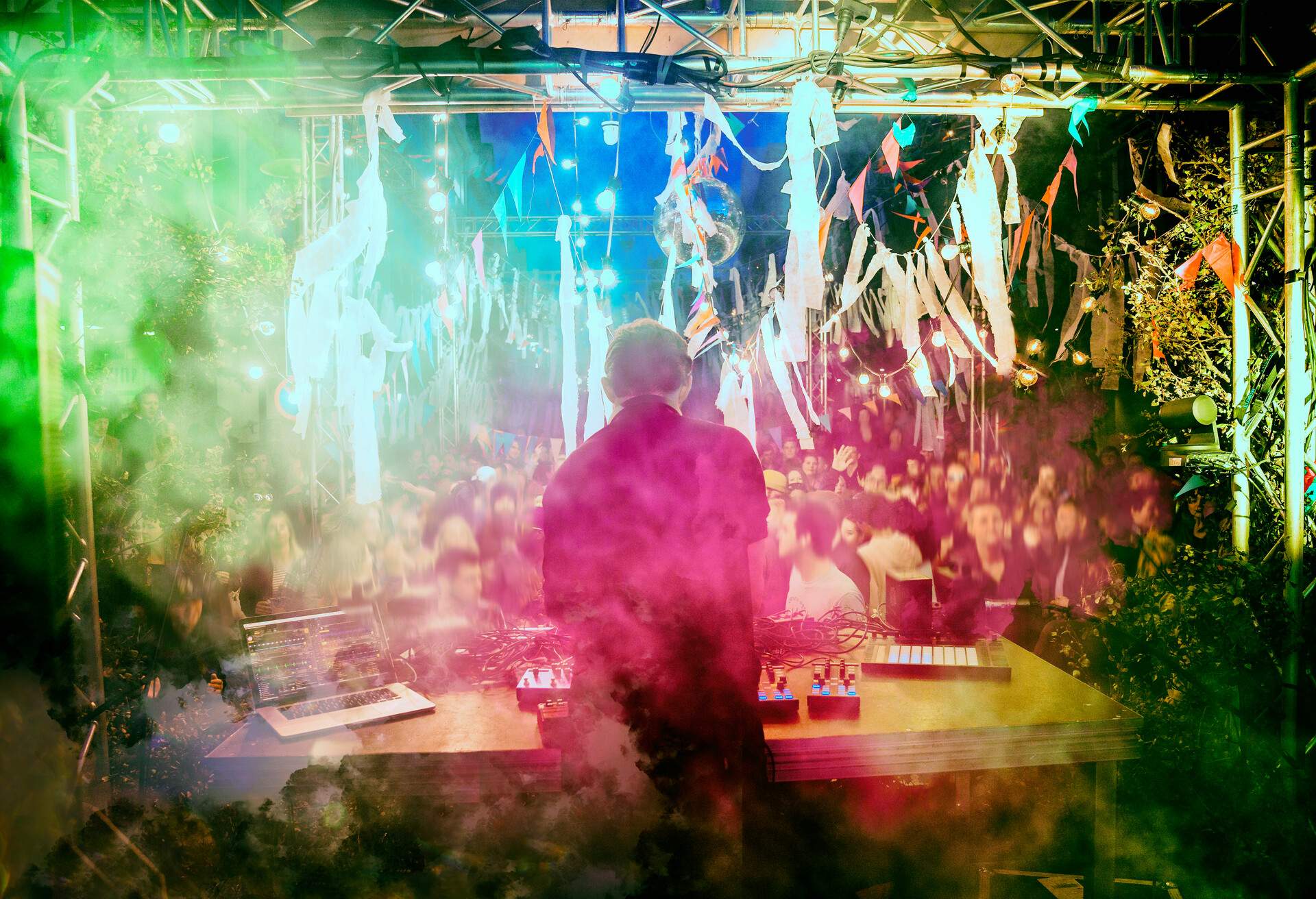 Crowd and DJ in nightclub