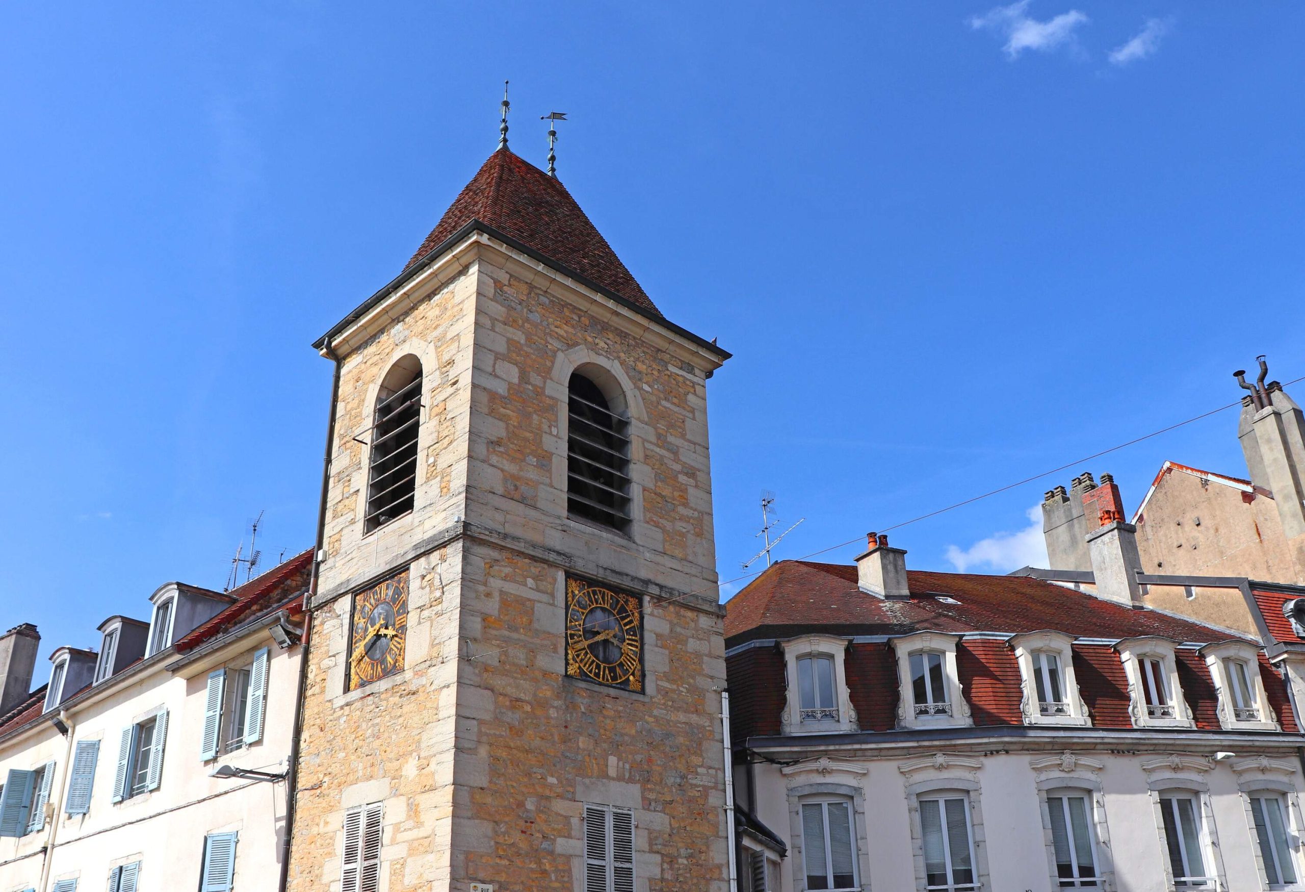clock tower in Lons Le Saunier City - Department of Jura, France