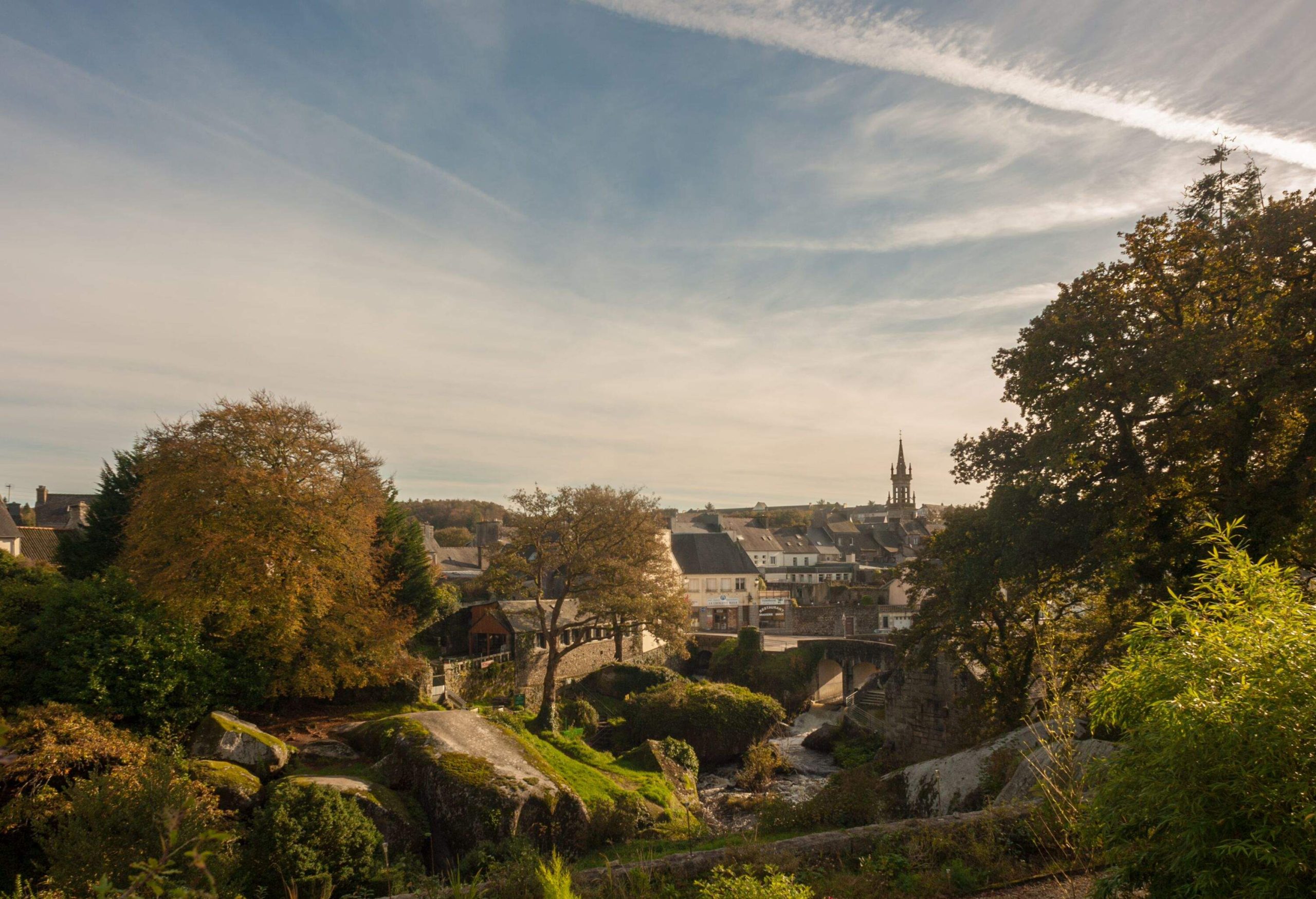 The small village of Huelgoat in Finistere , Central Brittany on an autumnal morning.